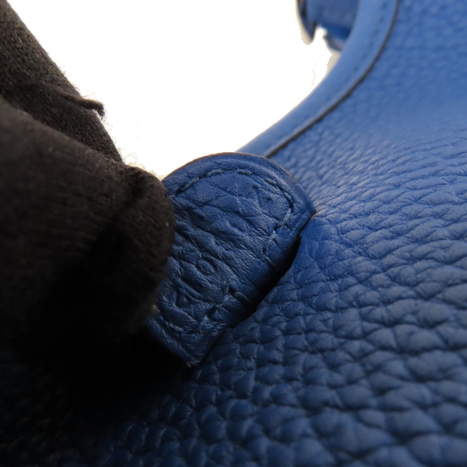 HERMES **【激減優惠】Clemence皮革Evelyne TPM Shoulder Bag銀扣肩背袋71 Frances Blue/法國藍色