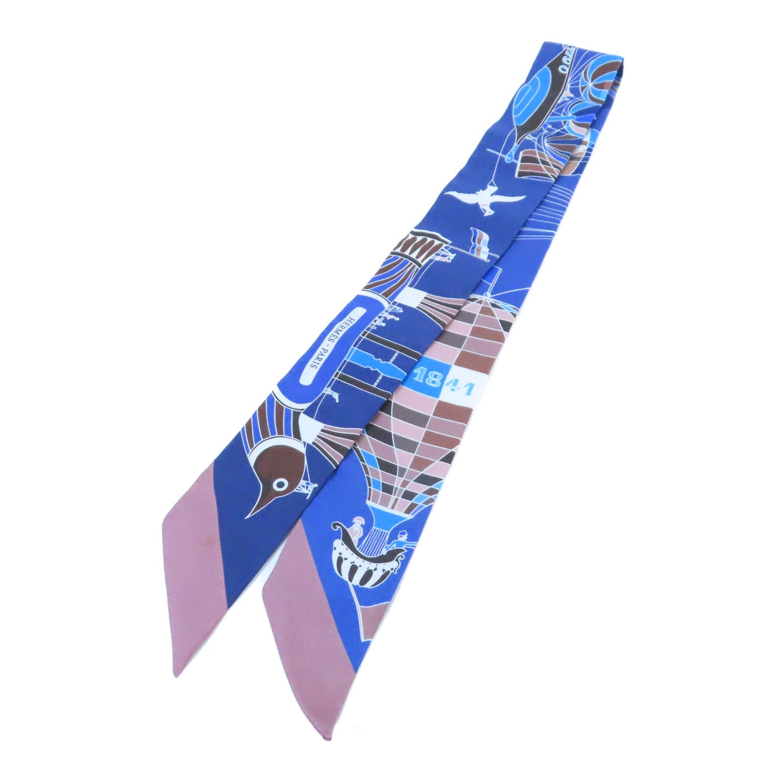 HERMES 【激減優惠】絲質Twilly Scarf絲巾藍色