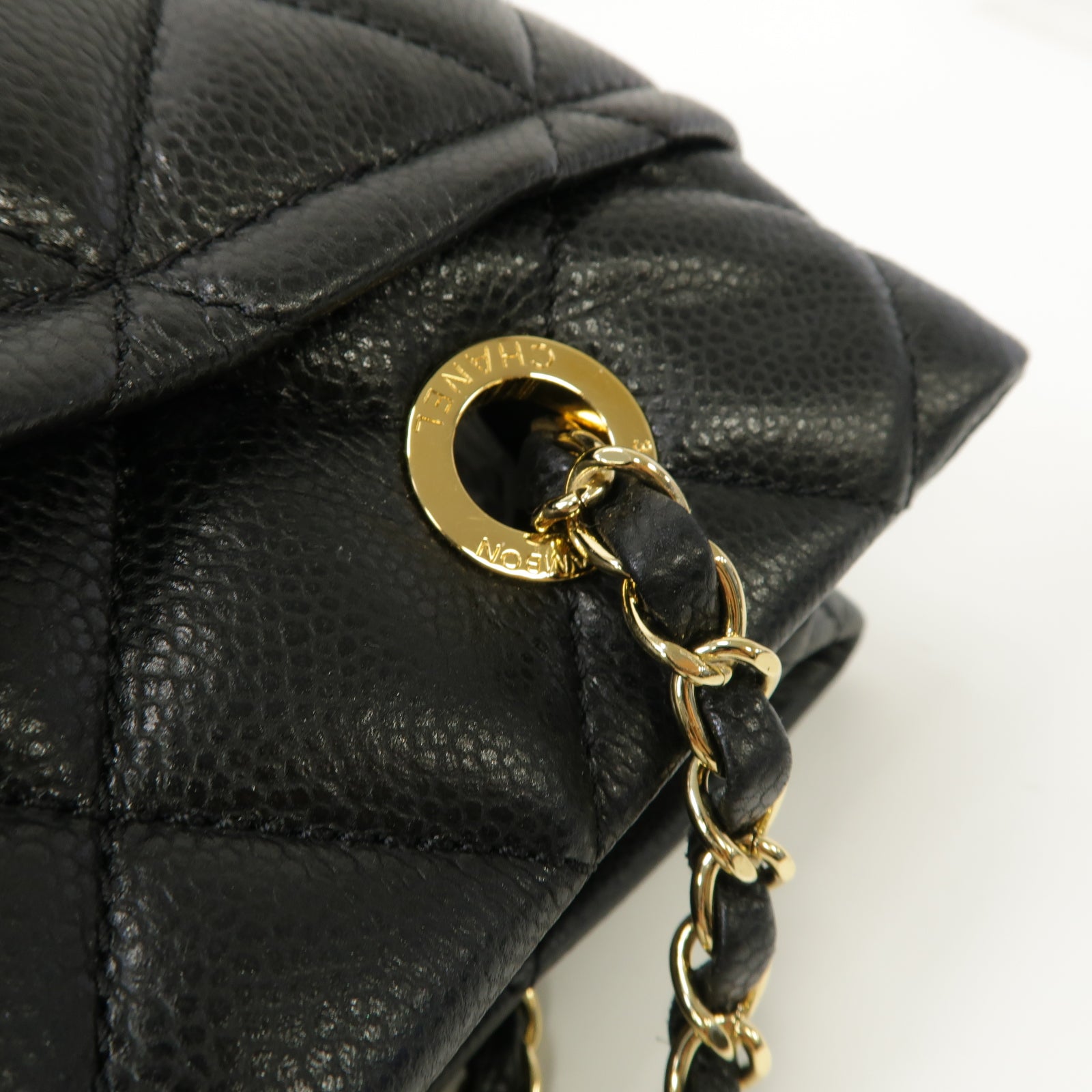 CHANEL 【激減優惠】菱格牛皮皮革Chain Shoulder Bag金扣鏈帶肩背袋黑色