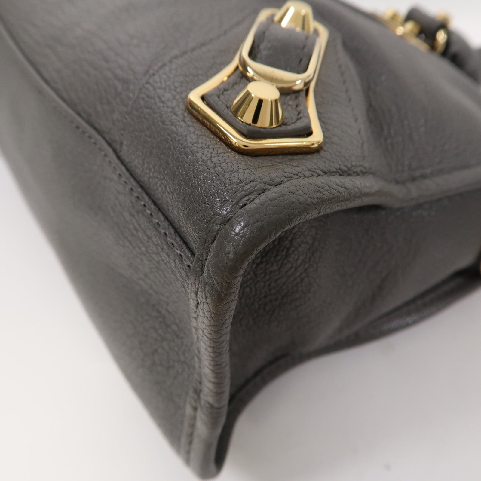 BALENCIAGA 牛皮皮革Classic City Bag金扣手挽肩背兩用袋灰色