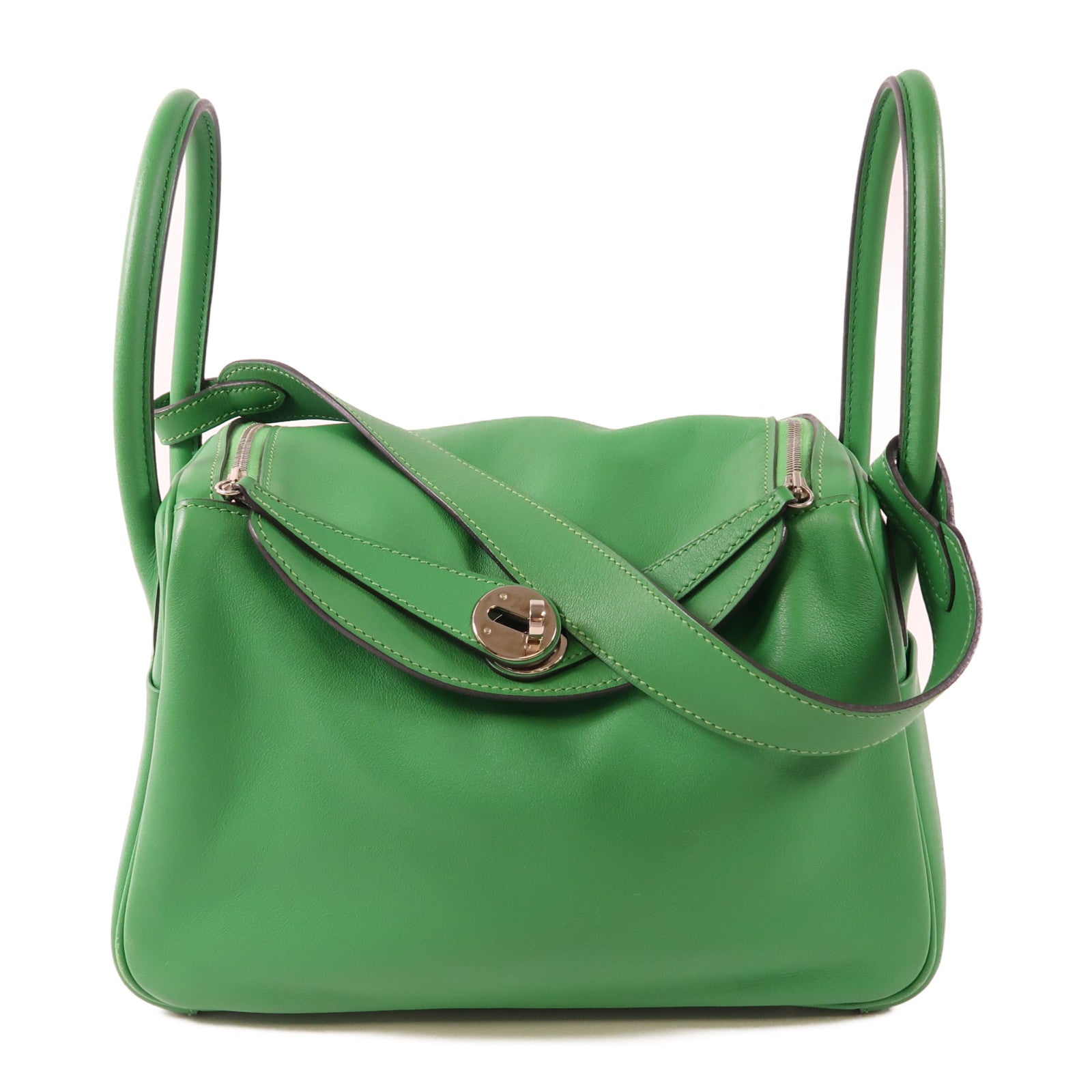 HERMES PHW Lindy 26 2Way Shoulder Hand Bag Veau Swift Leather Stamp R 1K Bamboo