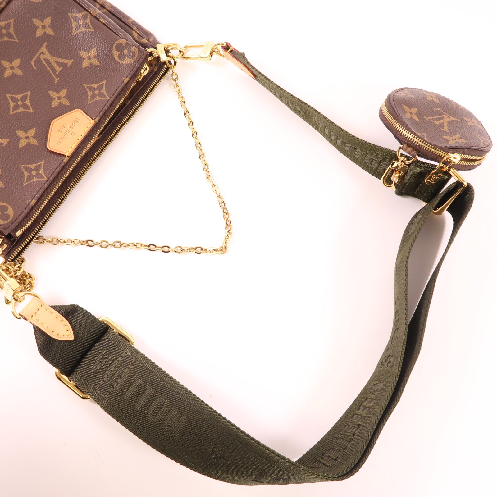 LOUIS VUITTON Monogram Multi Pochette Accessoires金扣鏈帶手挽肩背兩用袋