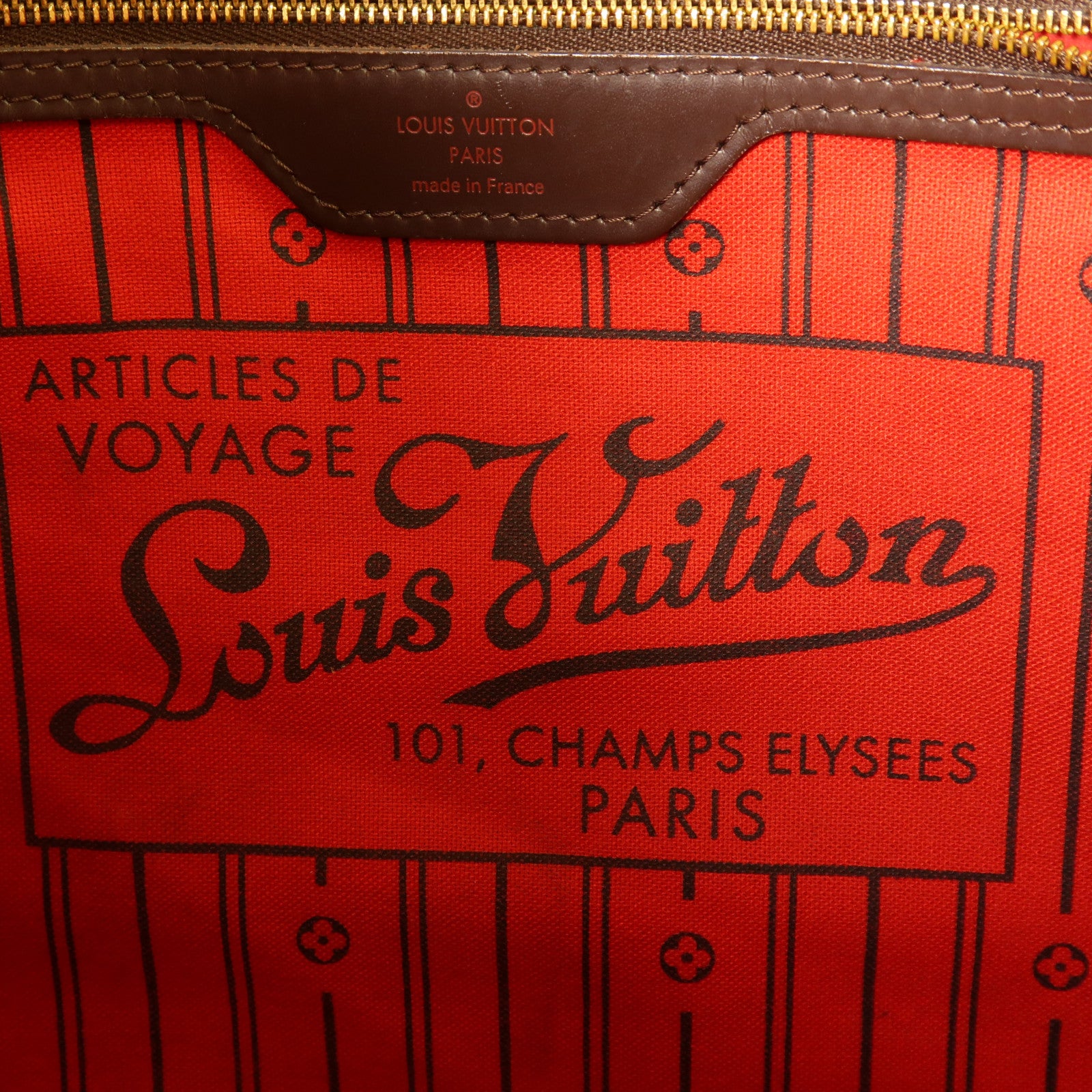 LOUIS VUITTON 【激減優惠】Damier Neverfull MM金扣手挽袋棕色