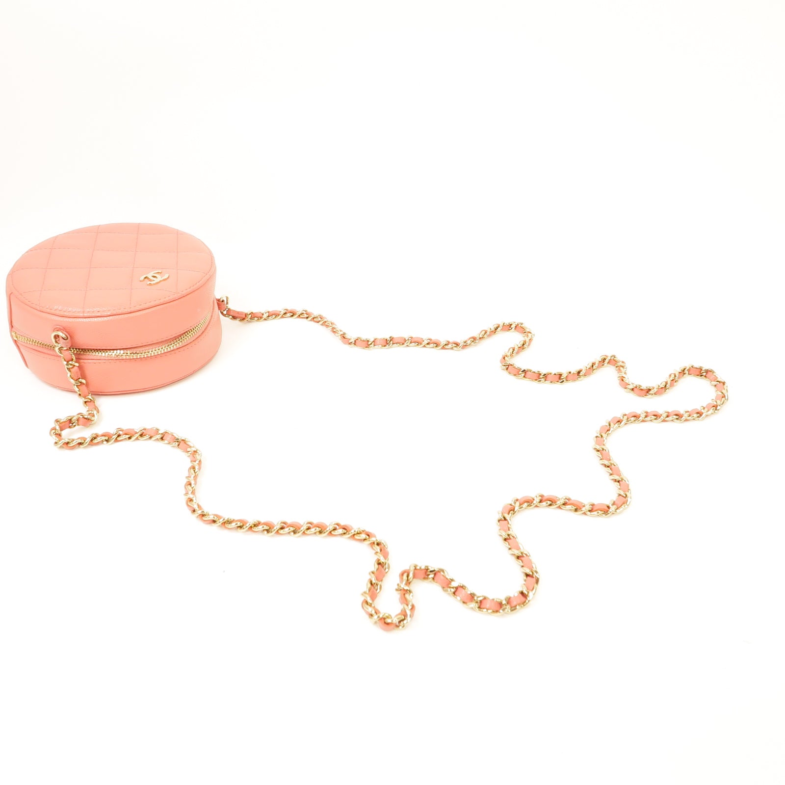 CHANEL 【激減優惠】菱格Caviar皮革Chain Shoulder Bag金扣鏈帶肩背袋粉紅色