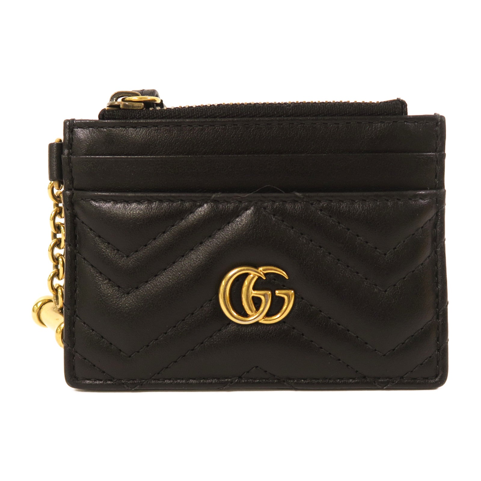 GUCCI 【激減優惠】牛皮皮革Card Case金扣卡片套黑色