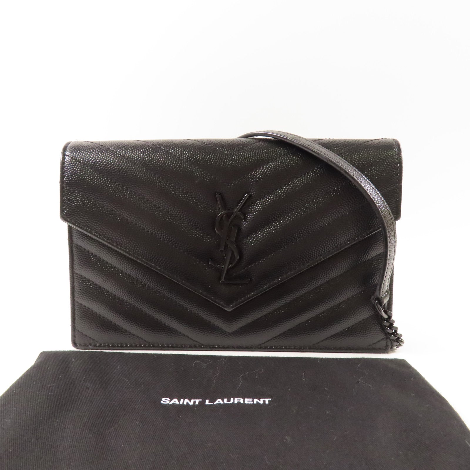 YVES SAINT LAURENT 牛皮皮革Chain Shoulder鏈帶肩背袋