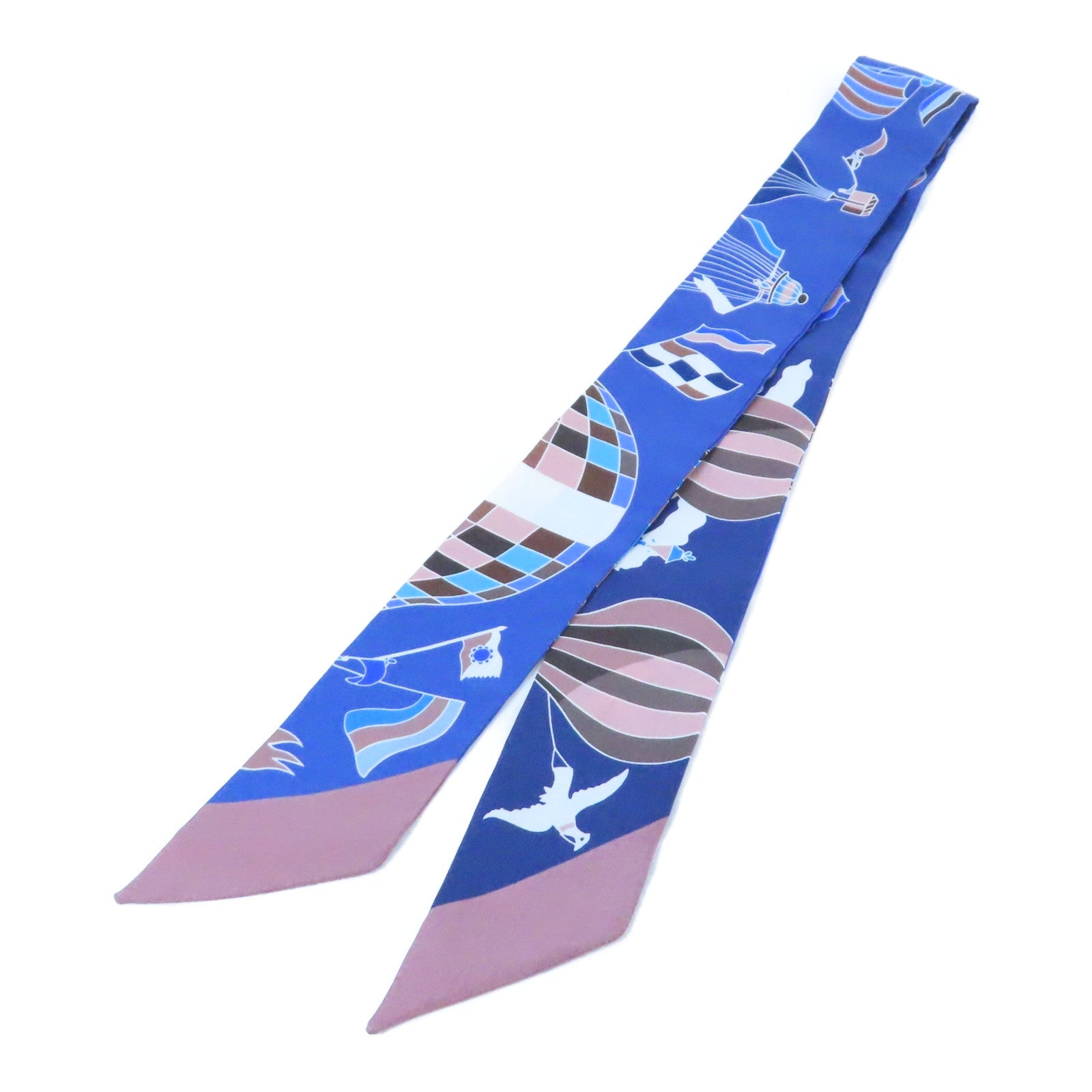 HERMES 【激減優惠】絲質Twilly Scarf絲巾藍色
