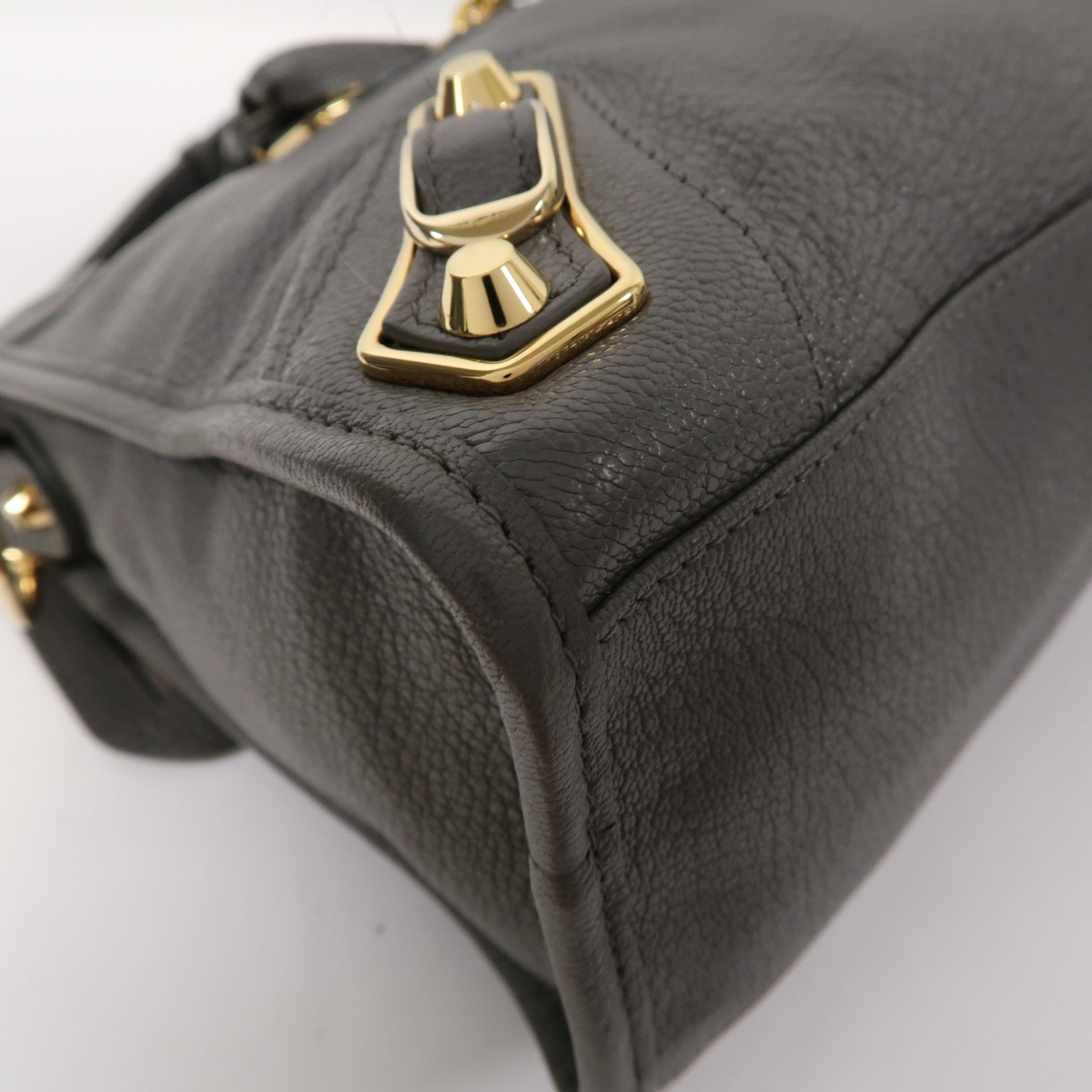 BALENCIAGA 牛皮皮革Classic City Bag金扣手挽肩背兩用袋灰色