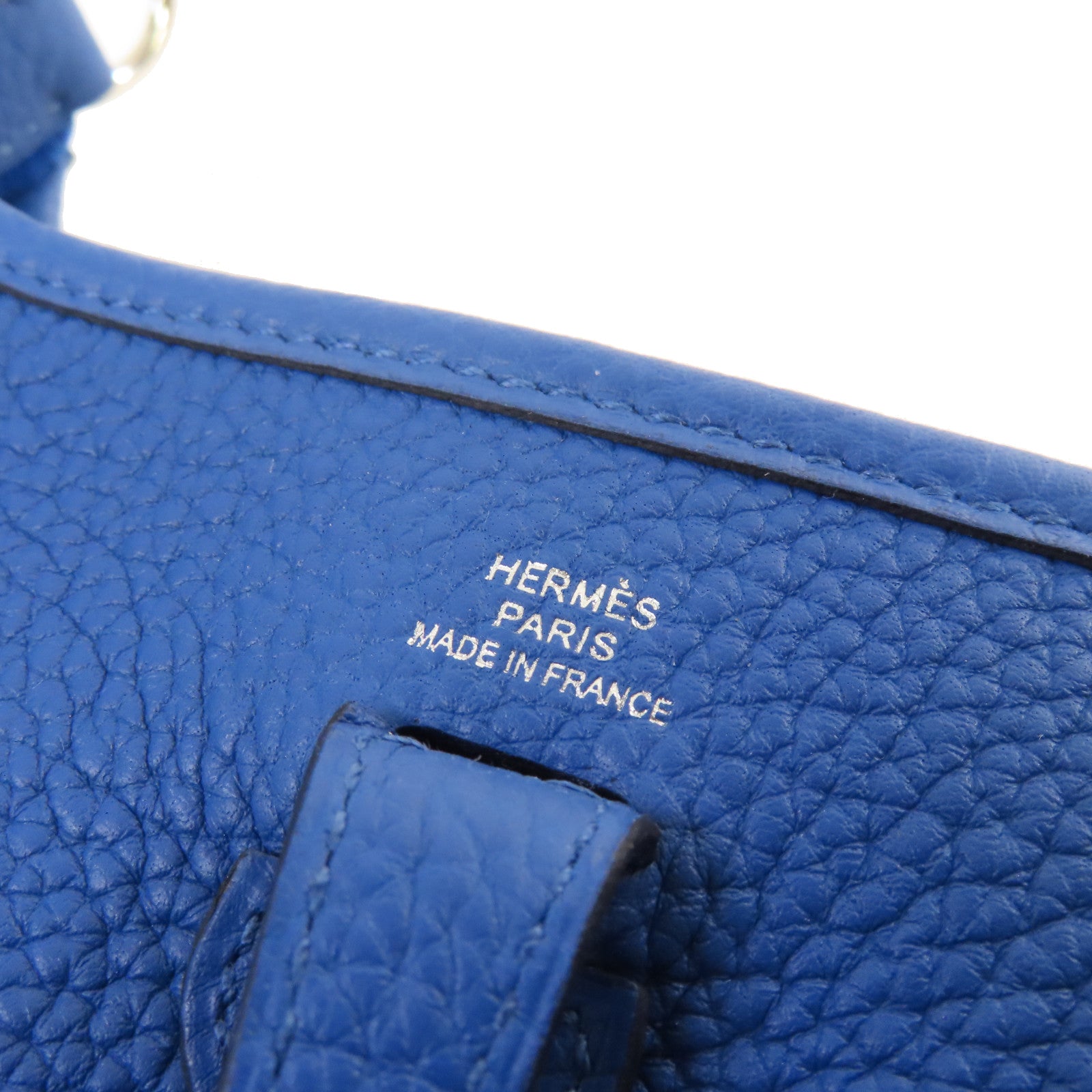 HERMES **【激減優惠】Clemence皮革Evelyne TPM Shoulder Bag銀扣肩背袋71 Frances Blue/法國藍色