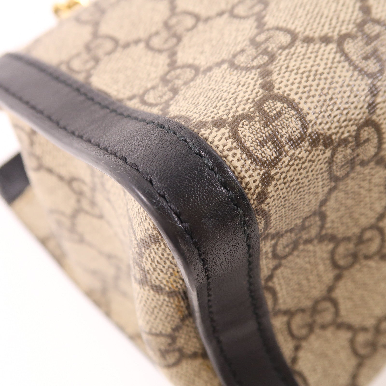GUCCI 塗層帆布Padlock金扣肩背袋啡色/黑色