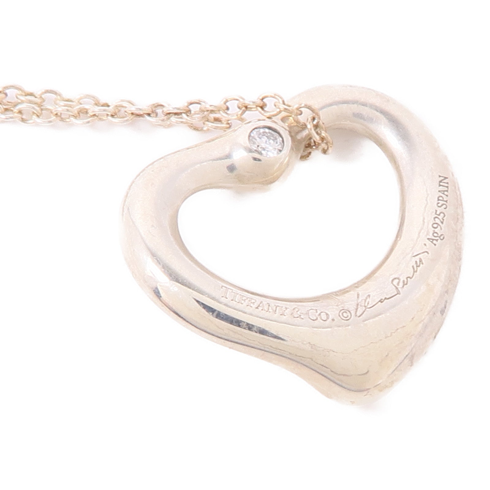 TIFFANY＆CO 925純銀Peretti Heart Necklace鑽石項鍊
