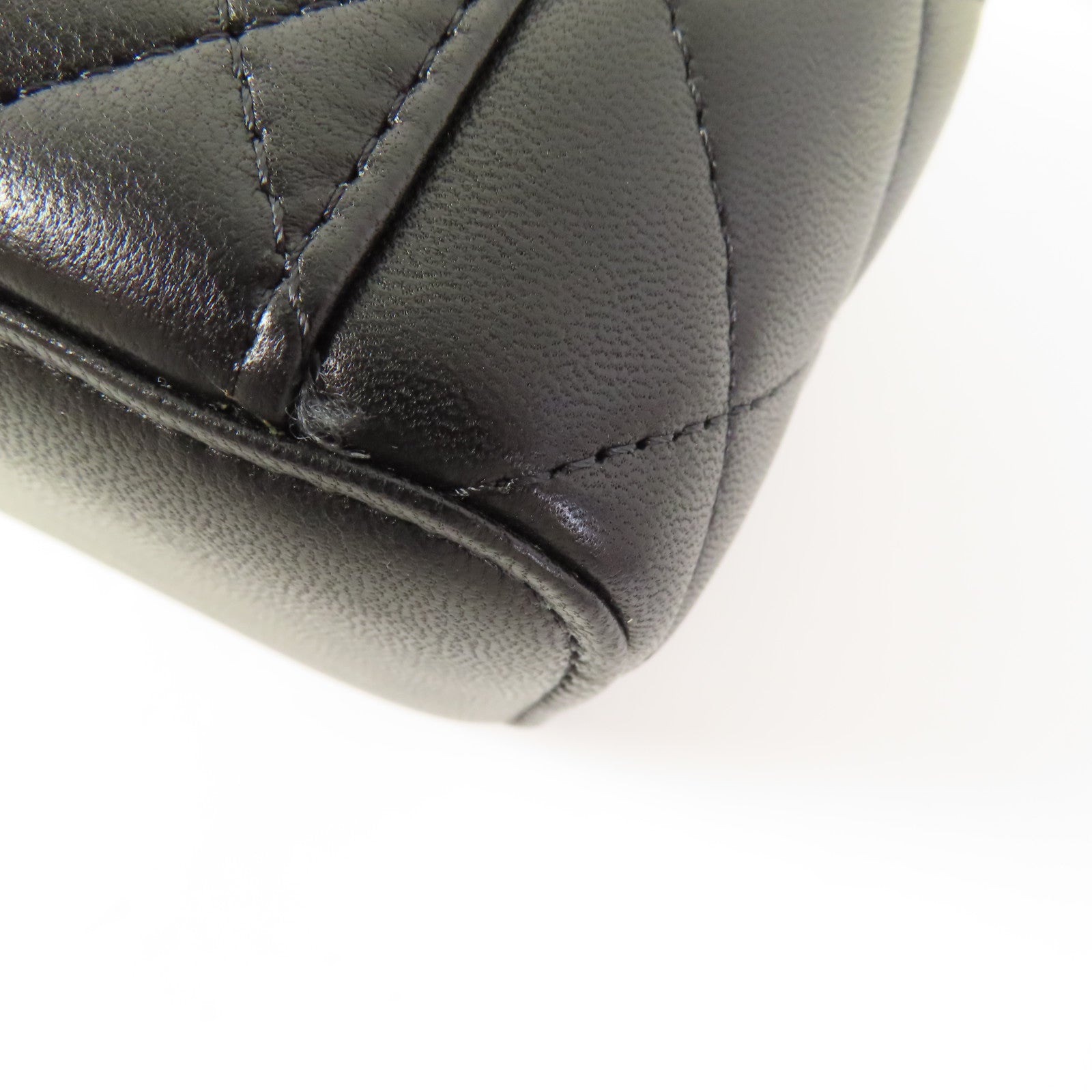 CHANEL CC GHW Mini Vanity Case Shoulder Bag Lambskin Leather Black