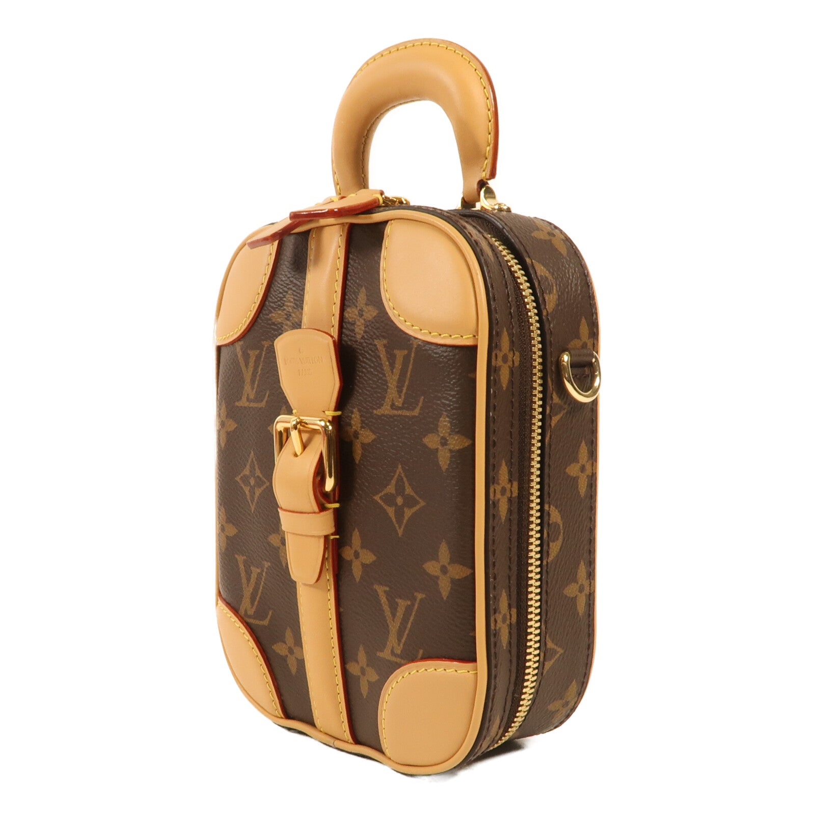LOUIS VUITTON Monogram Valisette Vertical金扣手挽肩背兩用袋棕色