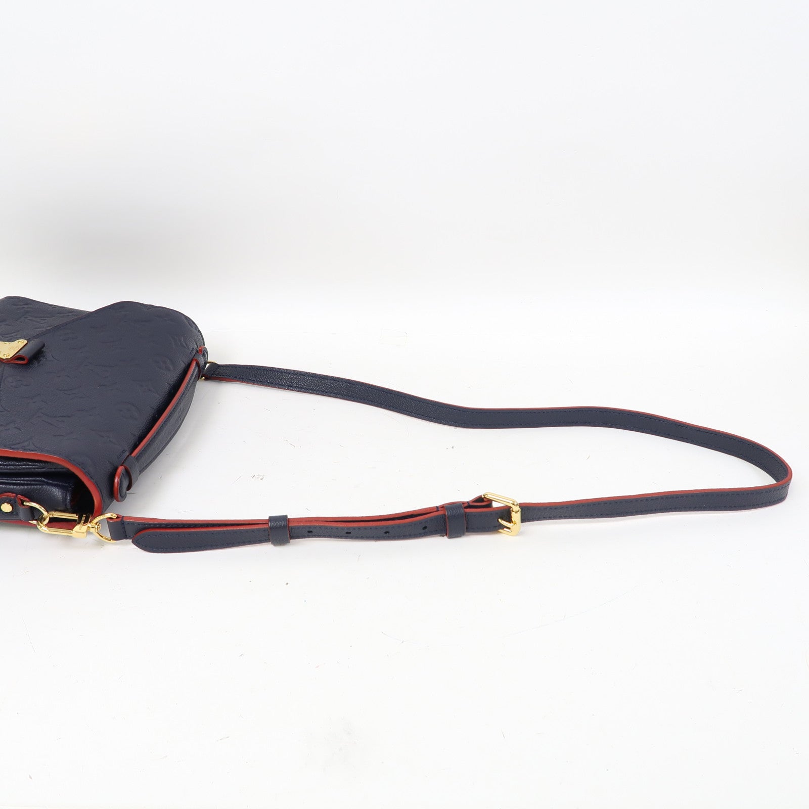 LOUIS VUITTON Monogram Empreinte Pochette Metis金扣手挽肩背兩用袋藍色