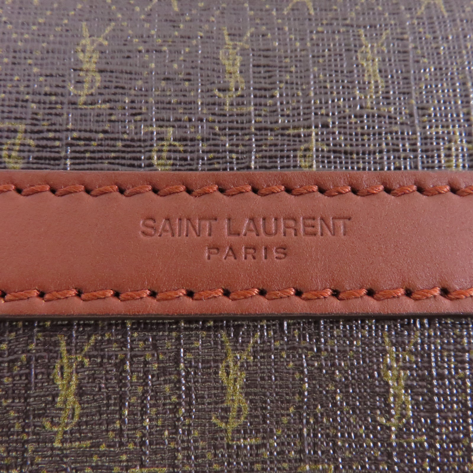 SAINT LAURENT 塗層帆布/皮革Shoulder Bag金扣肩背袋啡色
