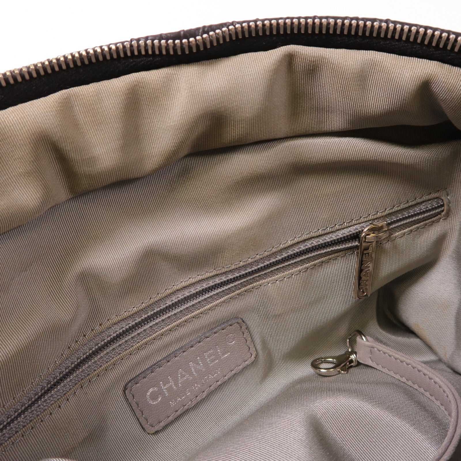 CHANEL 尼龍Chain Shoulder銀扣鏈帶肩背袋