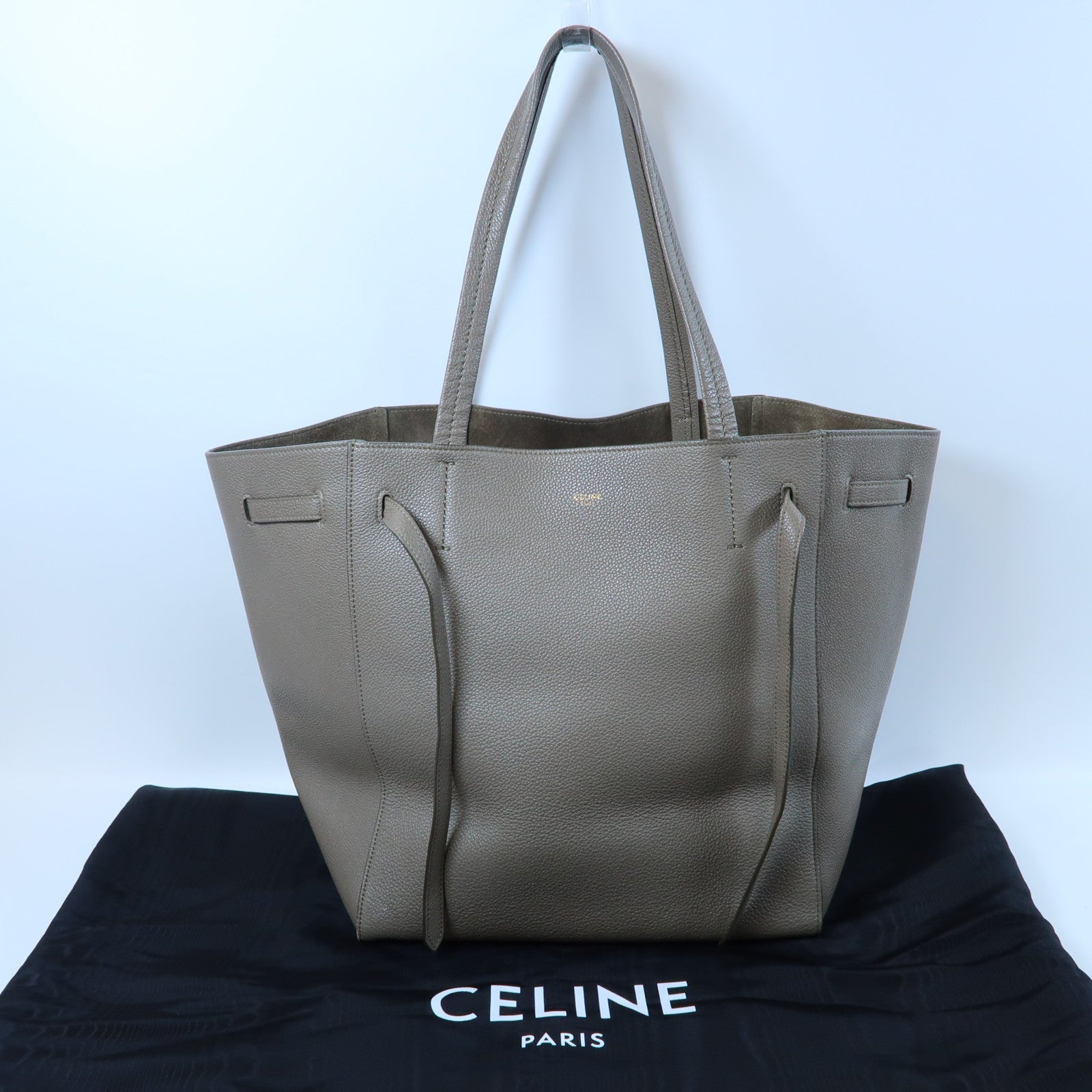 CELINE 牛皮皮革Small Cabas Phantom金扣手挽袋灰色