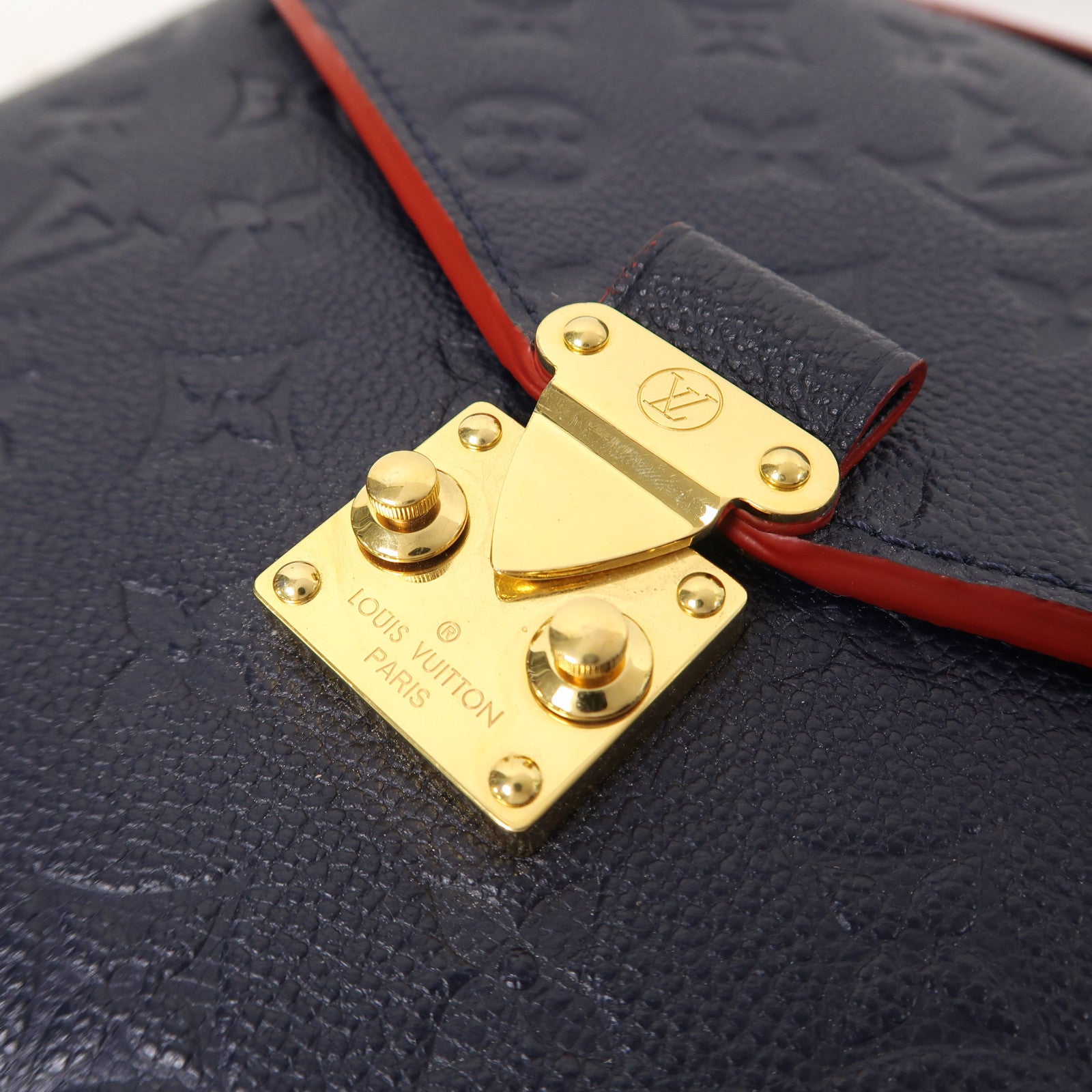 LOUIS VUITTON Monogram Empreinte Pochette Metis金扣手挽肩背兩用袋藍色