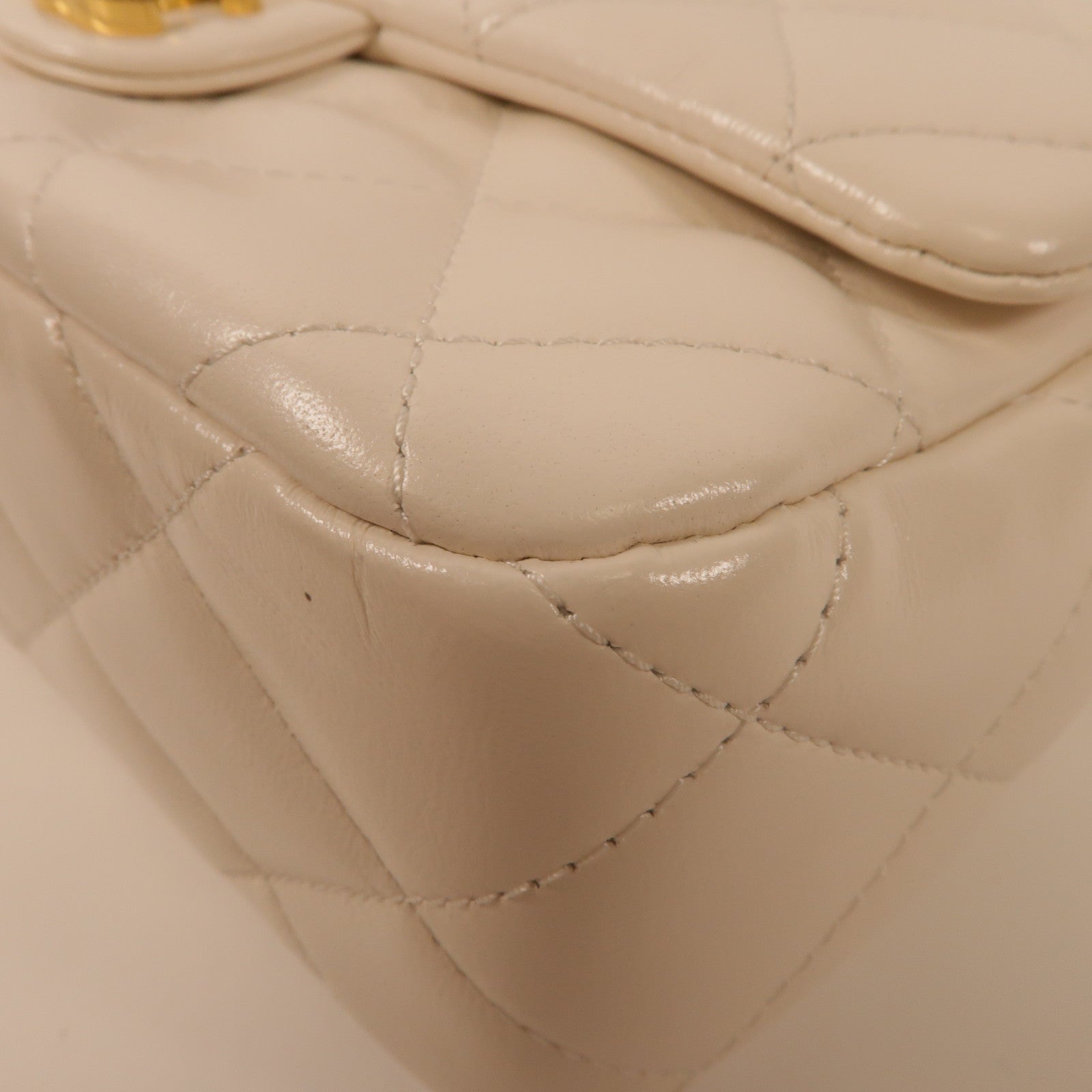 CHANEL 羊皮皮革Flap Bag金扣手挽肩背兩用袋