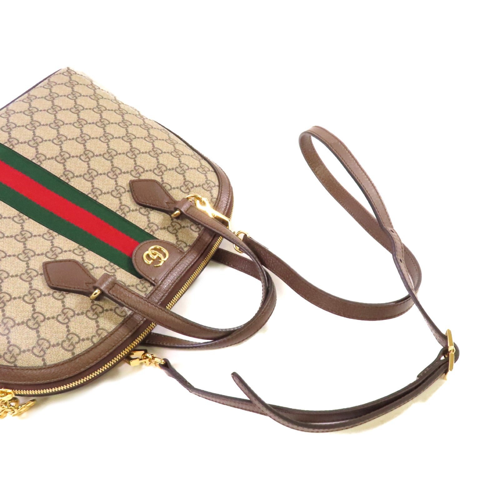 GUCCI 塗層帆布Ophidia GG 2Way Shoulder Bag金扣手挽肩背兩用袋啡色