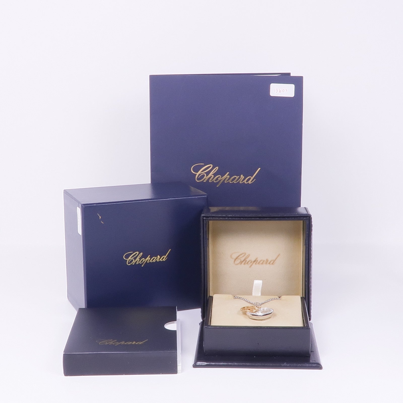 Chopard 18K玫瑰金/白金Happy Diamonds Necklace鑽石項鍊