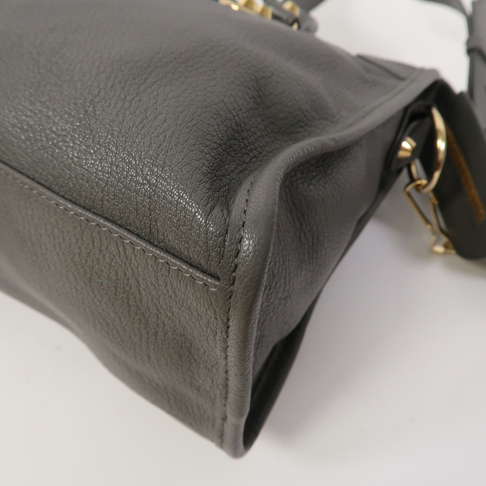 BALENCIAGA 牛皮皮革Classic City Bag金扣手挽肩背兩用袋灰色
