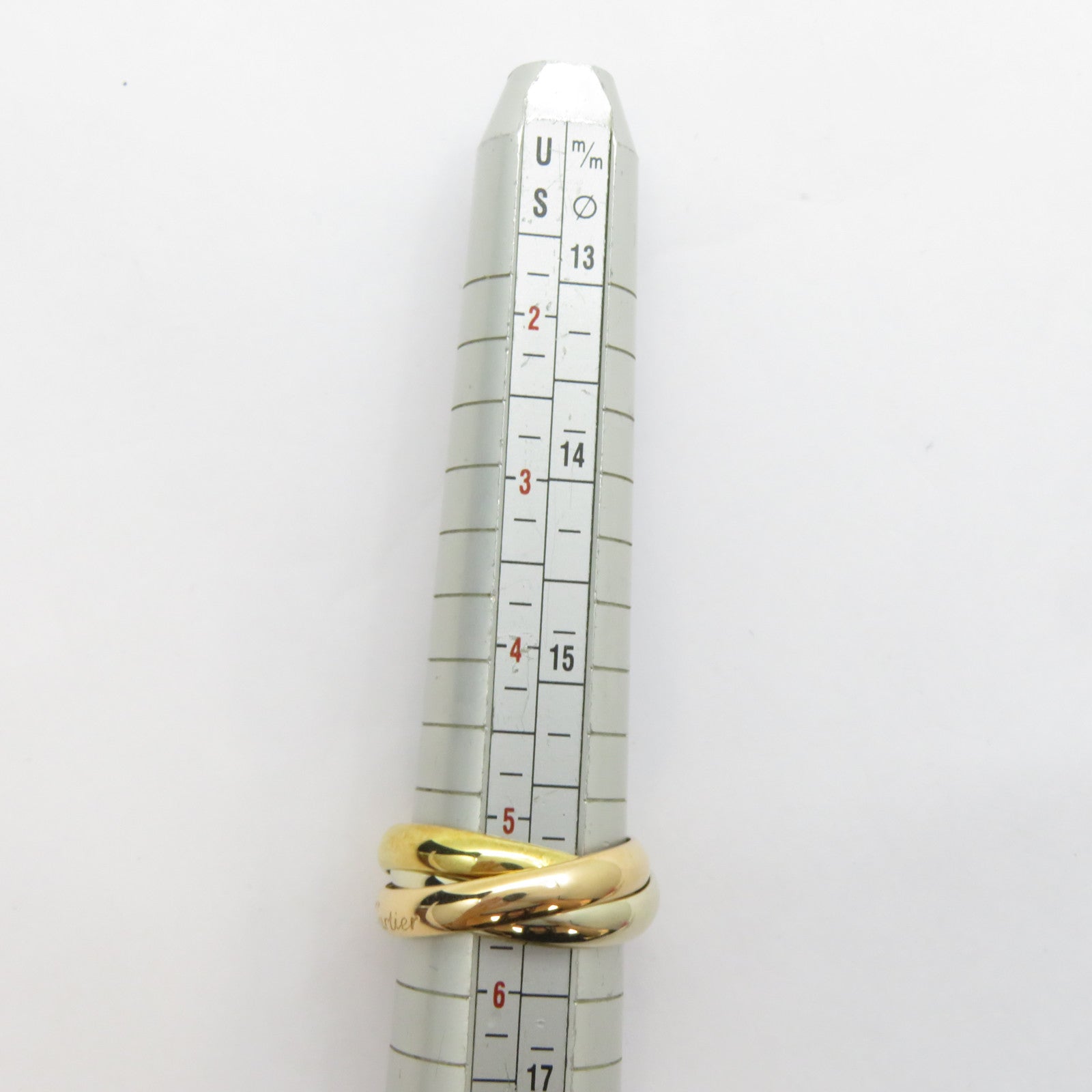 CARTIER 18K黃金/白金/玫瑰金Trinity Ring戒指US#5.75/Cartier#51
