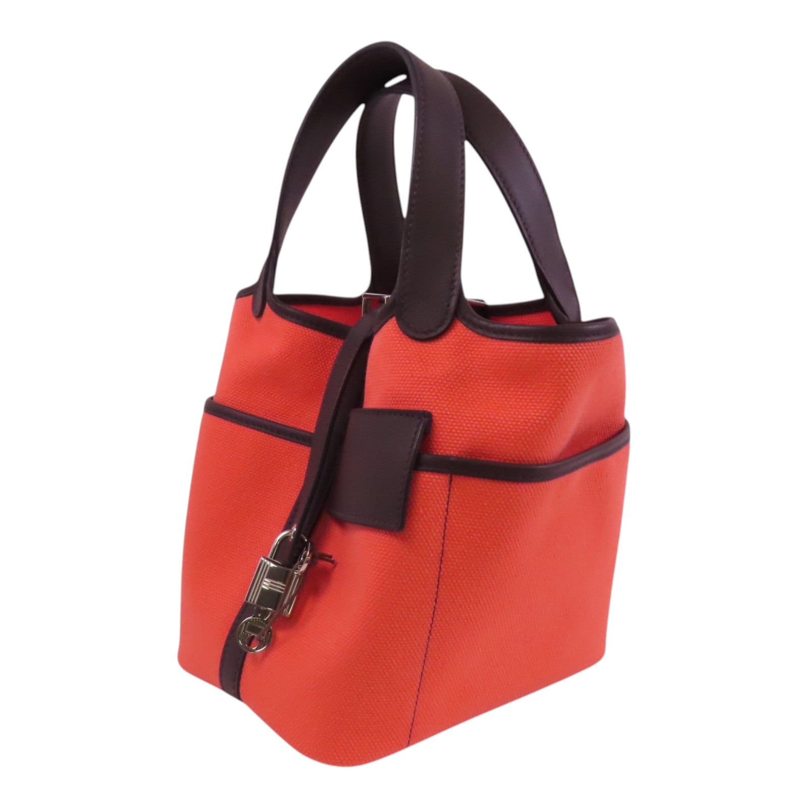 HERMES 帆布Picotin Cargo PM銀扣手挽袋