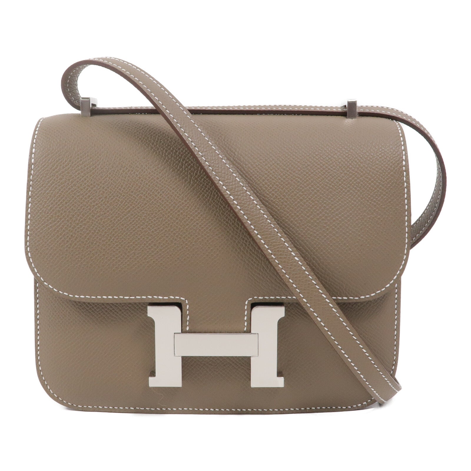HERMES Epsom皮革Constance Mini肩背袋Etoupe