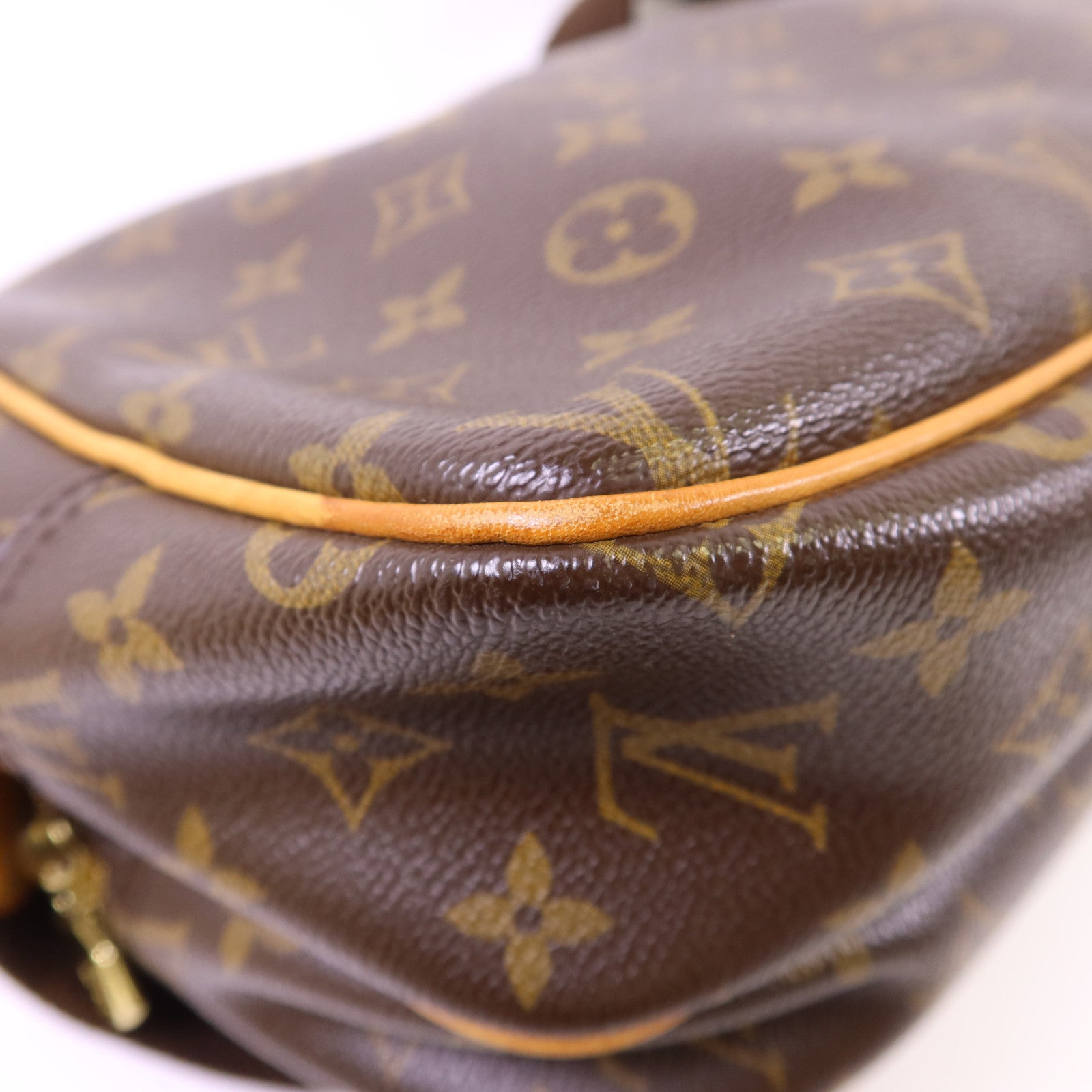 LOUIS VUITTON Monogram Reporter PM金扣肩背袋棕色