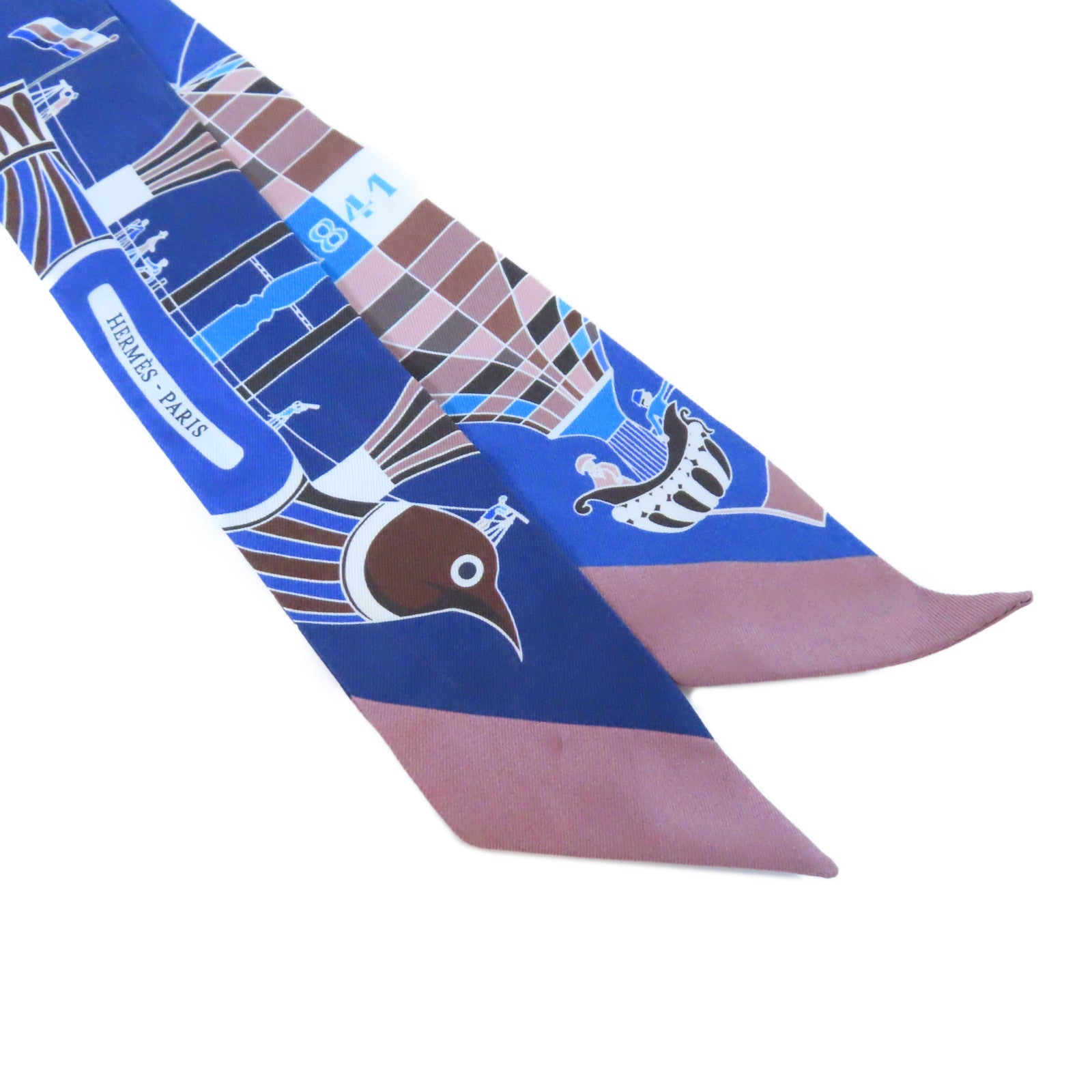 HERMES 【激減優惠】絲質Twilly Scarf絲巾藍色