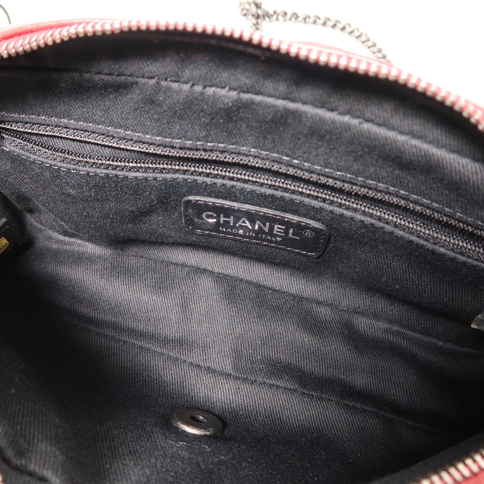 CHANEL 菱格牛皮皮革Chain Shoulder銀扣鏈帶肩背袋紅色