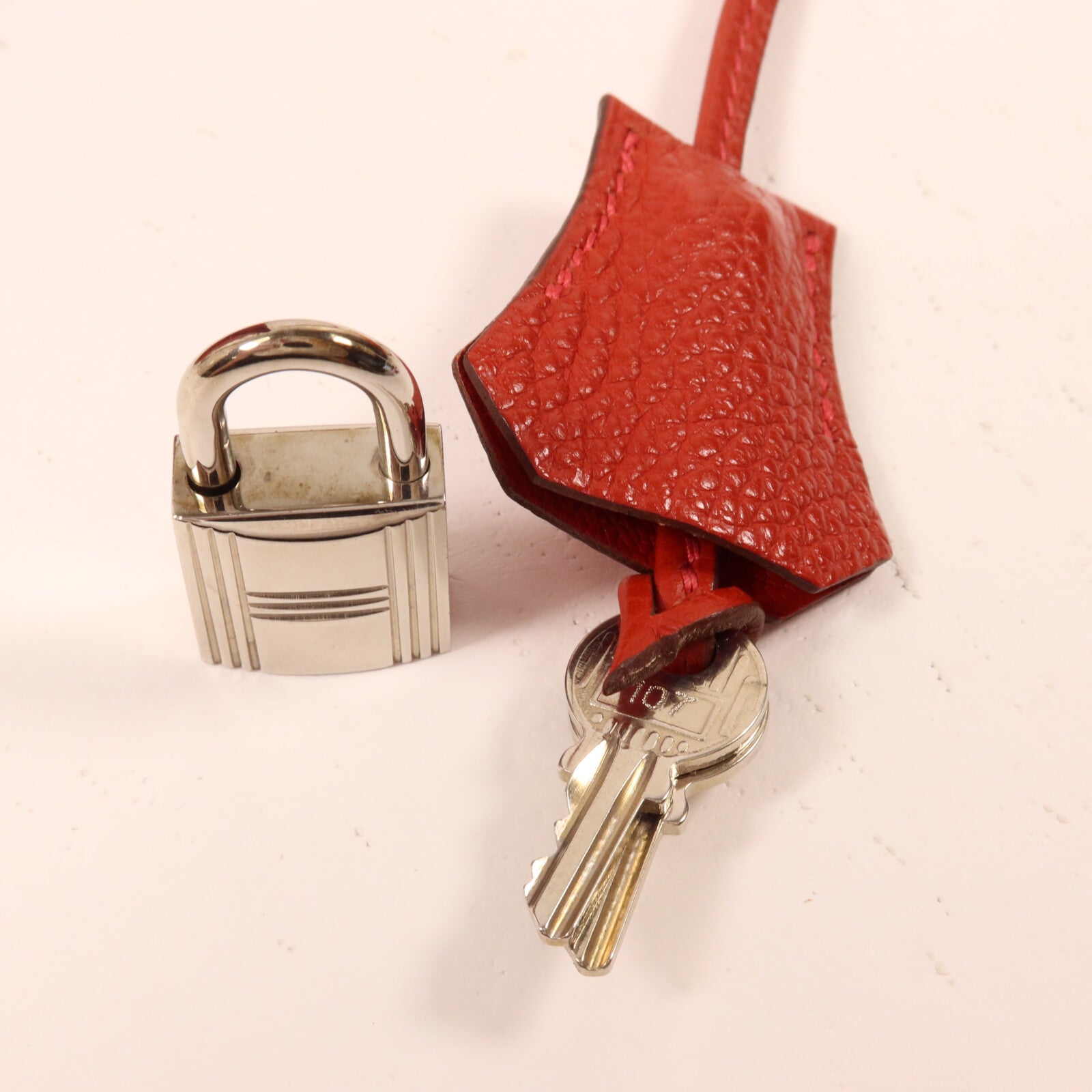 HERMES Clemence皮革Kelly 32手挽肩背兩用袋Rouge H