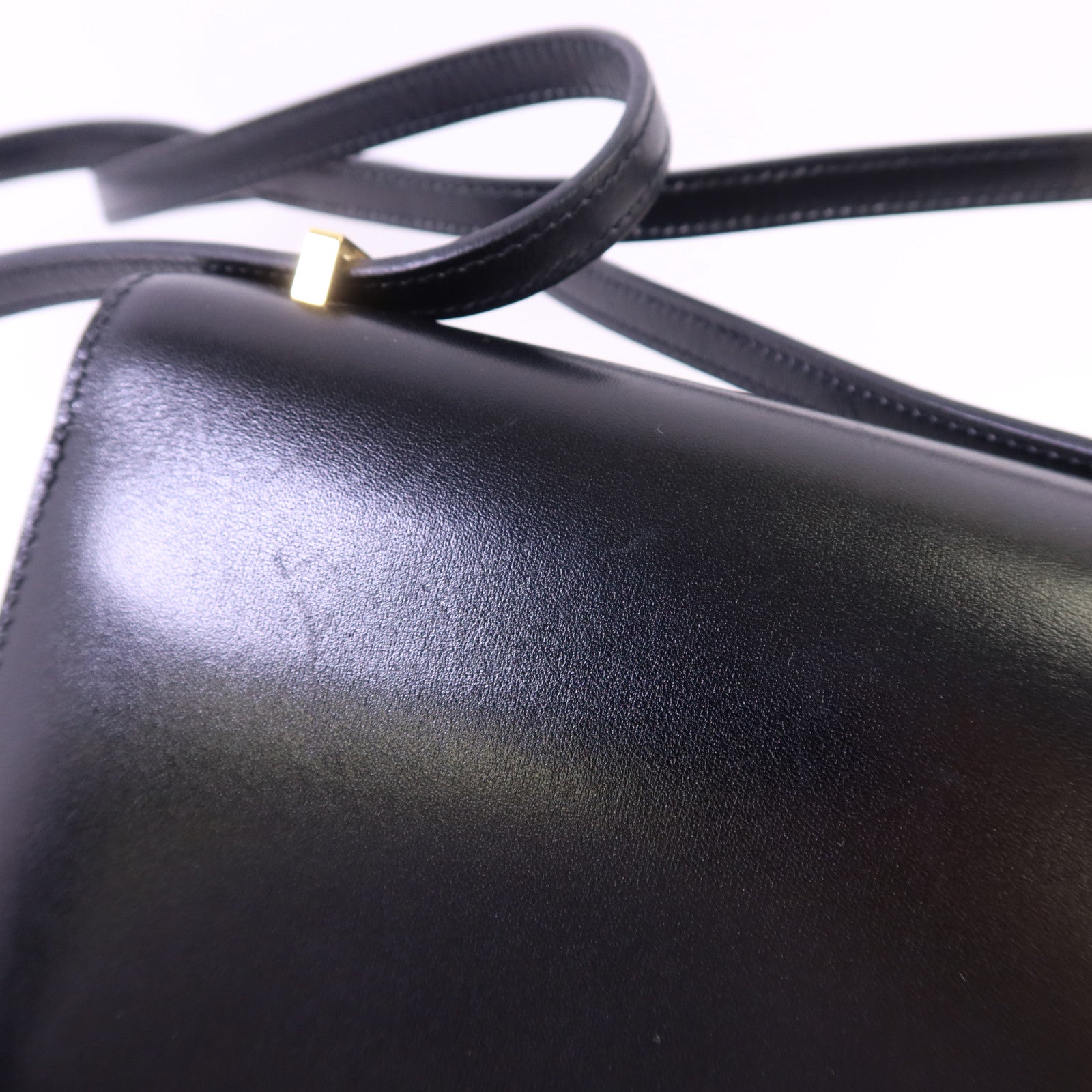 HERMES Box Calf皮革Constance Mini金扣肩背袋Noir