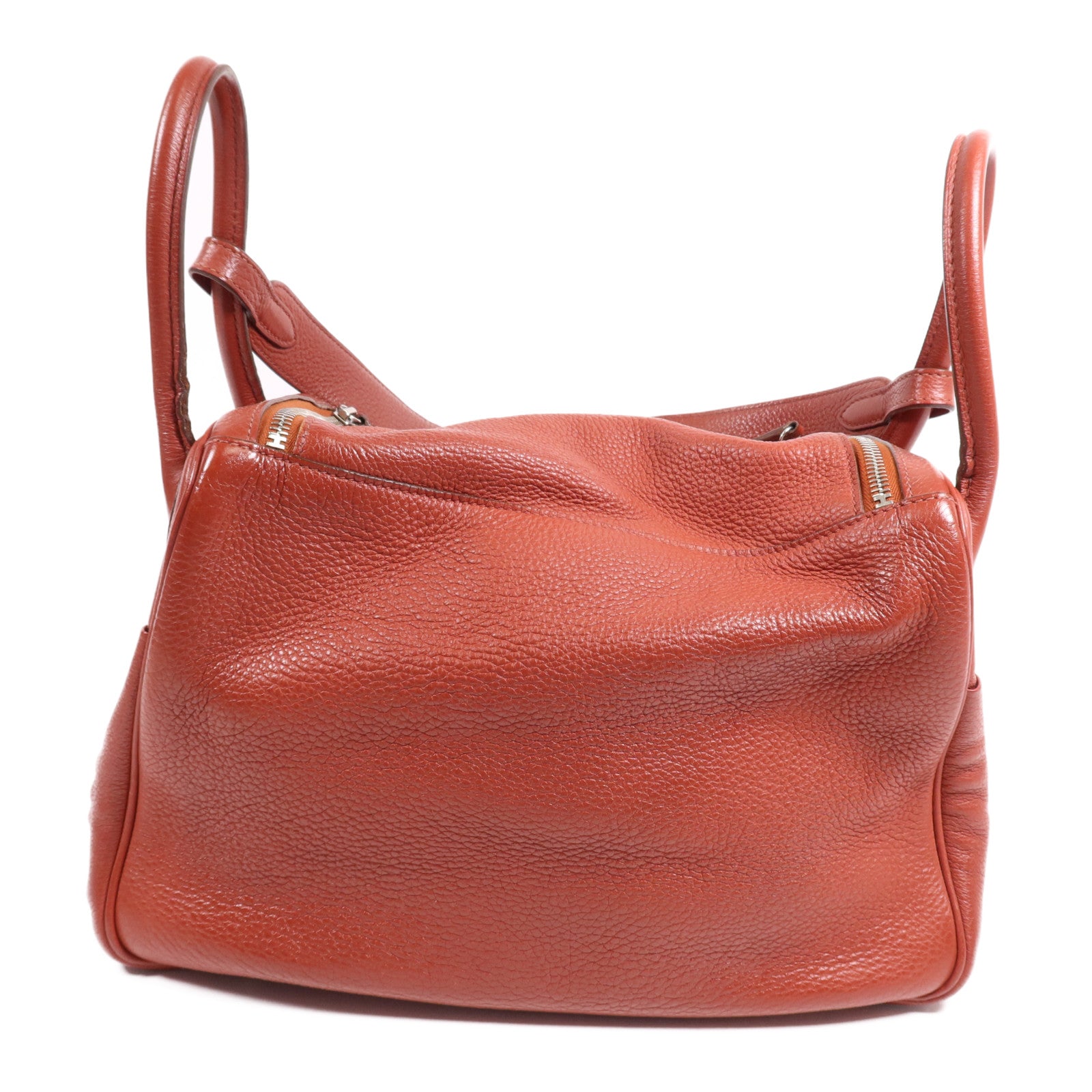 HERMES Clemence皮革Lindy 30銀扣手挽肩背兩用袋Rouge