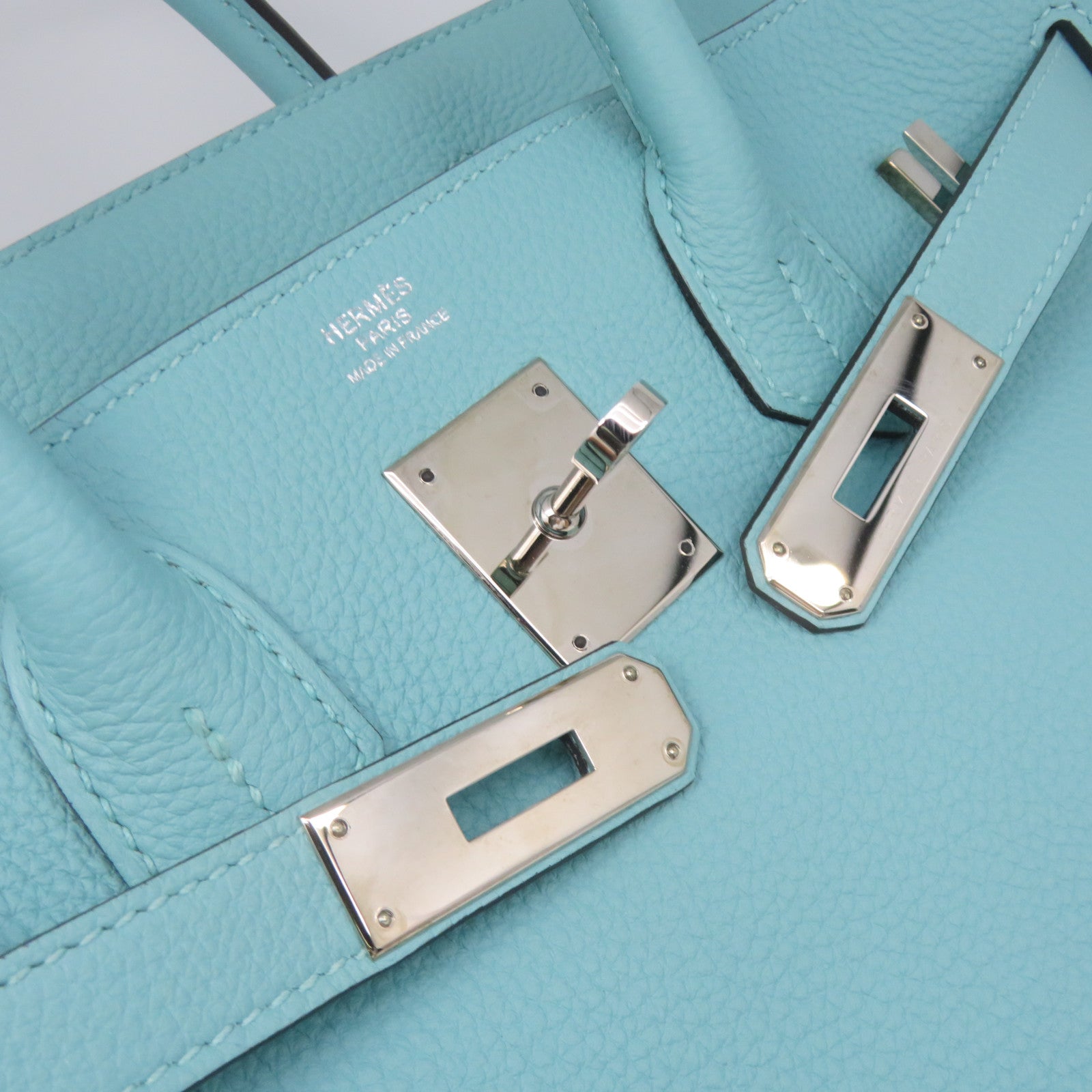 HERMES 【激減優惠】Togo皮革Birkin 30 Hand Bag銀扣手挽袋Blue Atoll馬龍藍色