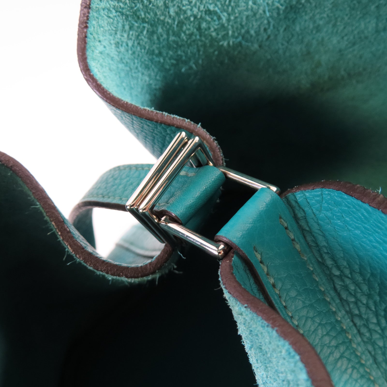 HERMES 【激減優惠】Clemence皮革Picotin MM Tote Bag銀扣手挽袋Bleu Paon孔雀藍色