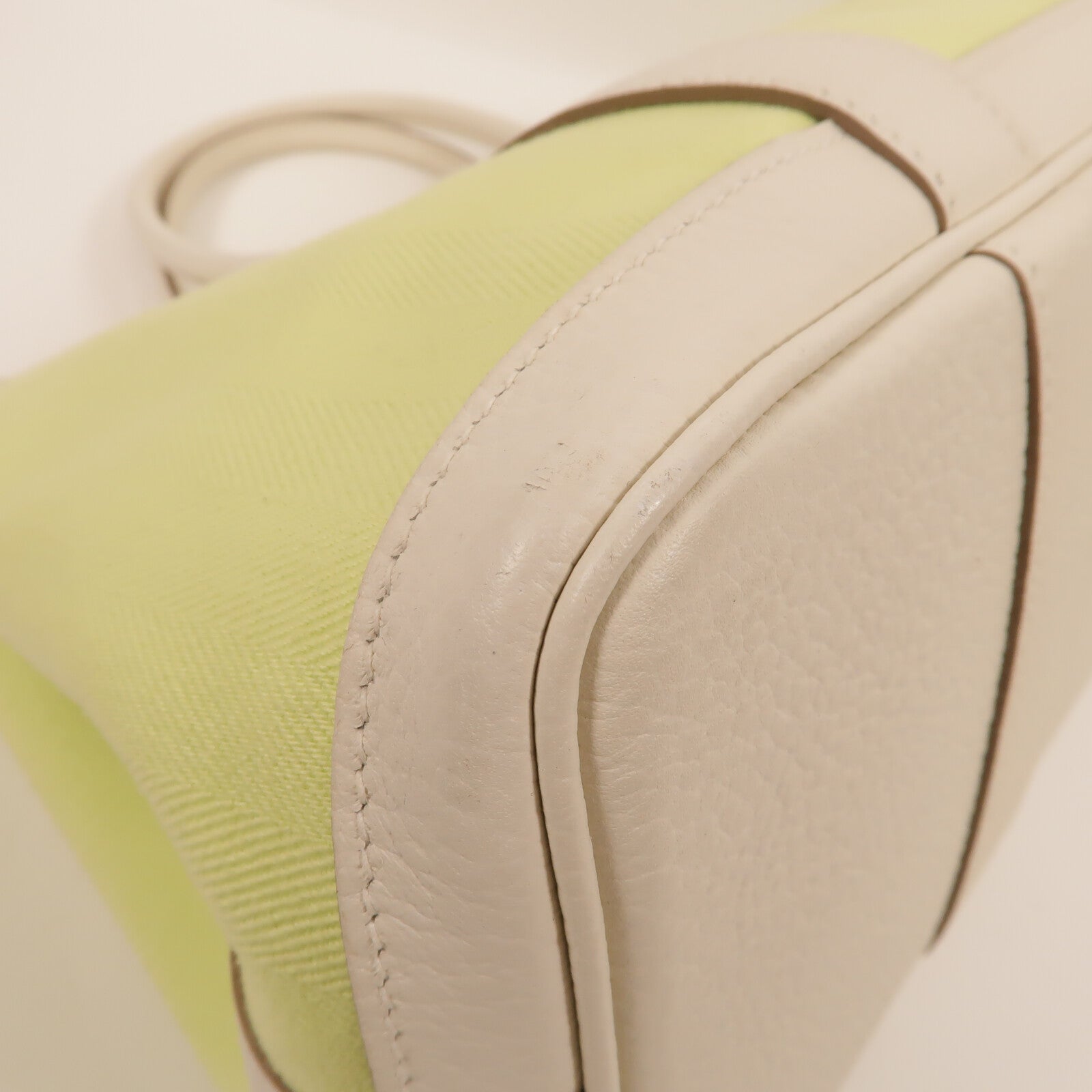 HERMES 帆布Garden Party TPM手挽袋Lime/White