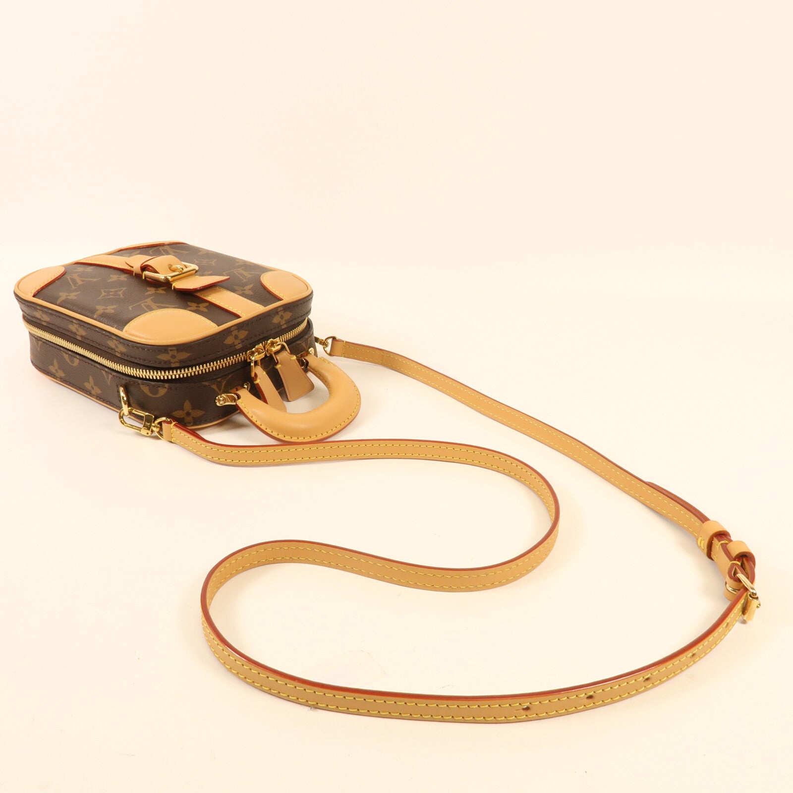 LOUIS VUITTON Monogram Valisette Vertical金扣手挽肩背兩用袋棕色