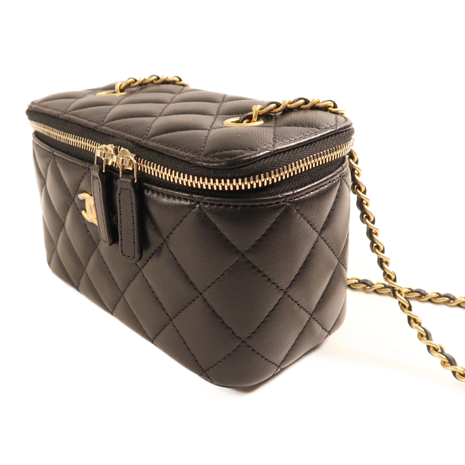 CHANEL 羊皮皮革Vanity Case金扣鏈帶肩背袋