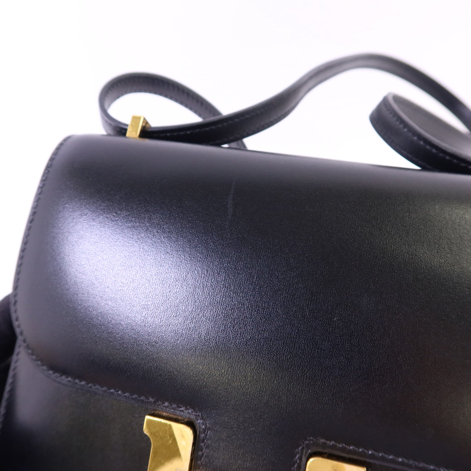 HERMES Box Calf皮革Constance Mini金扣肩背袋Noir