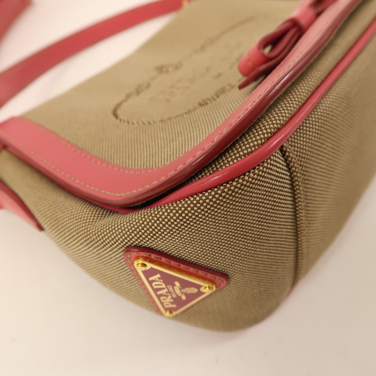 PRADA 帆布Corsaire Cloth Crossbody金扣肩背袋