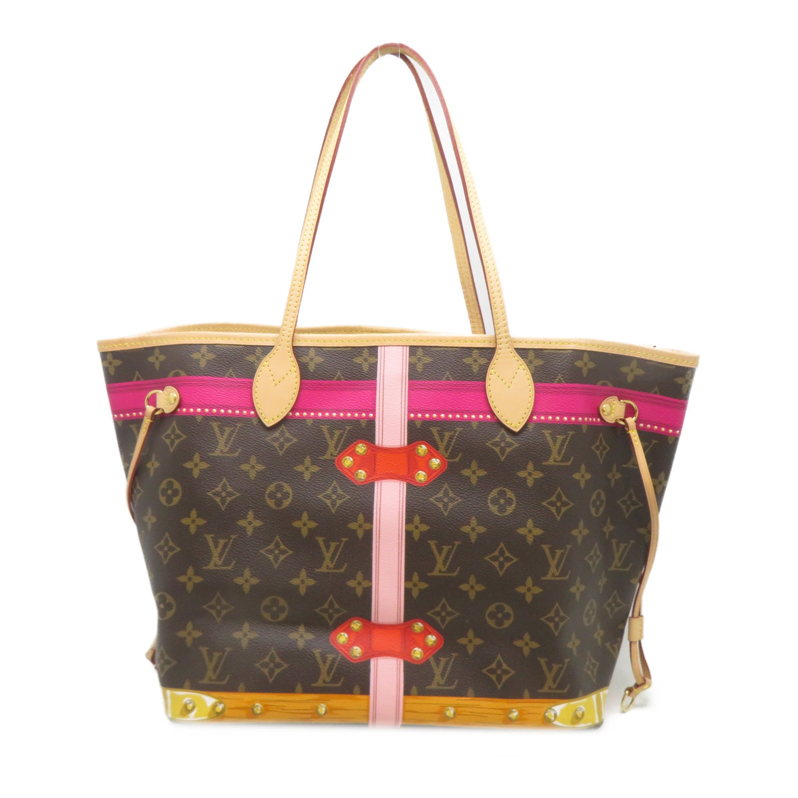 LOUIS VUITTON Monogram Summer Trunk Neverfull MM金扣肩背袋啡色