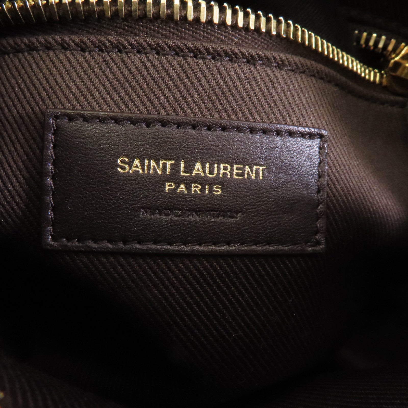 SAINT LAURENT 塗層帆布/皮革Shoulder Bag金扣肩背袋啡色