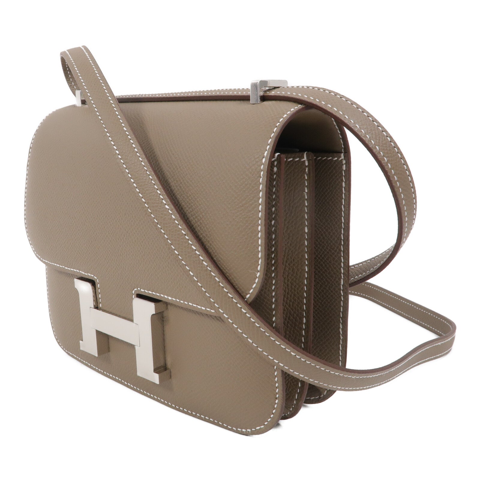 HERMES Epsom皮革Constance Mini肩背袋Etoupe