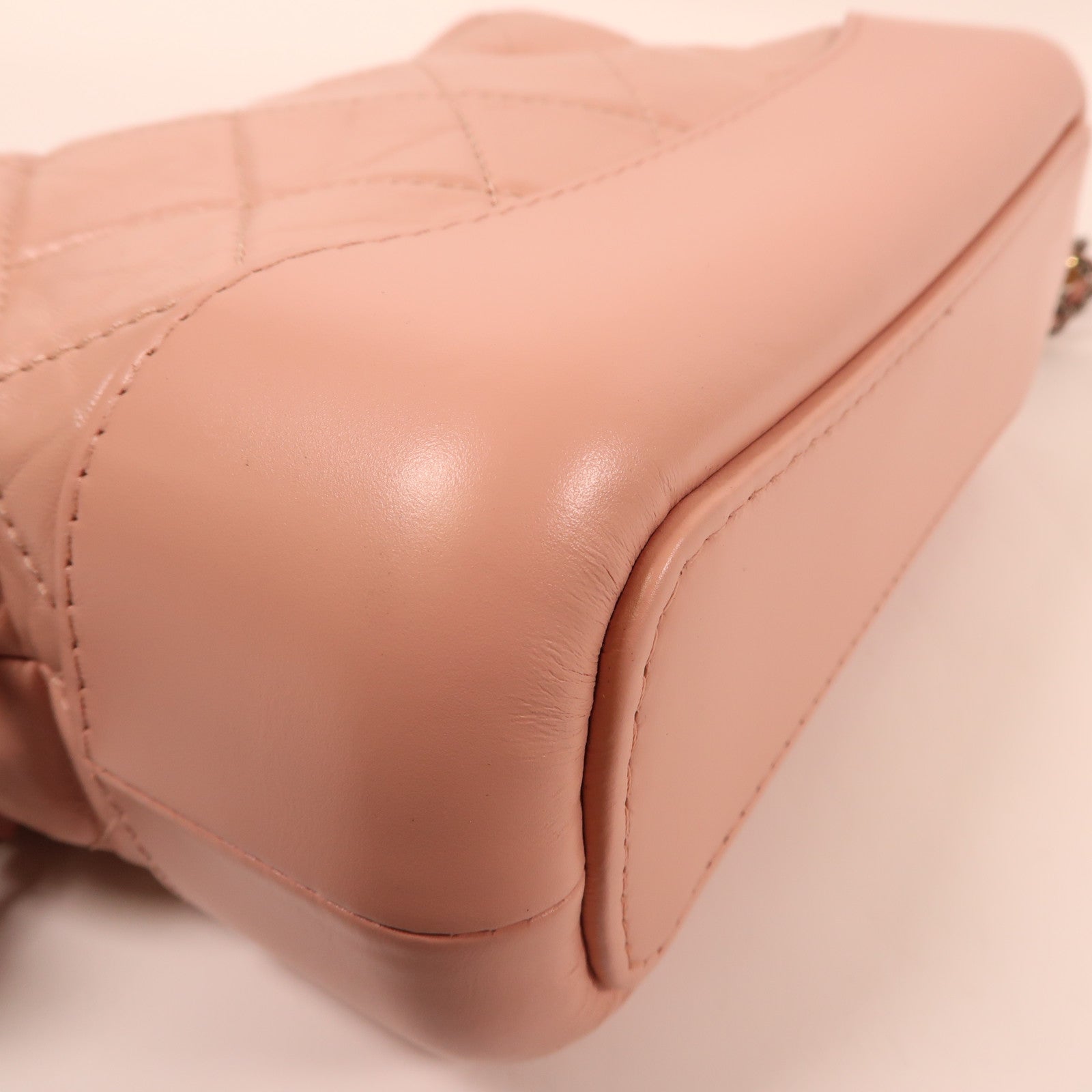 CHANEL CC Gabrielle Small Chain Shoulder Bag Handbag Calfskin Leather Pink