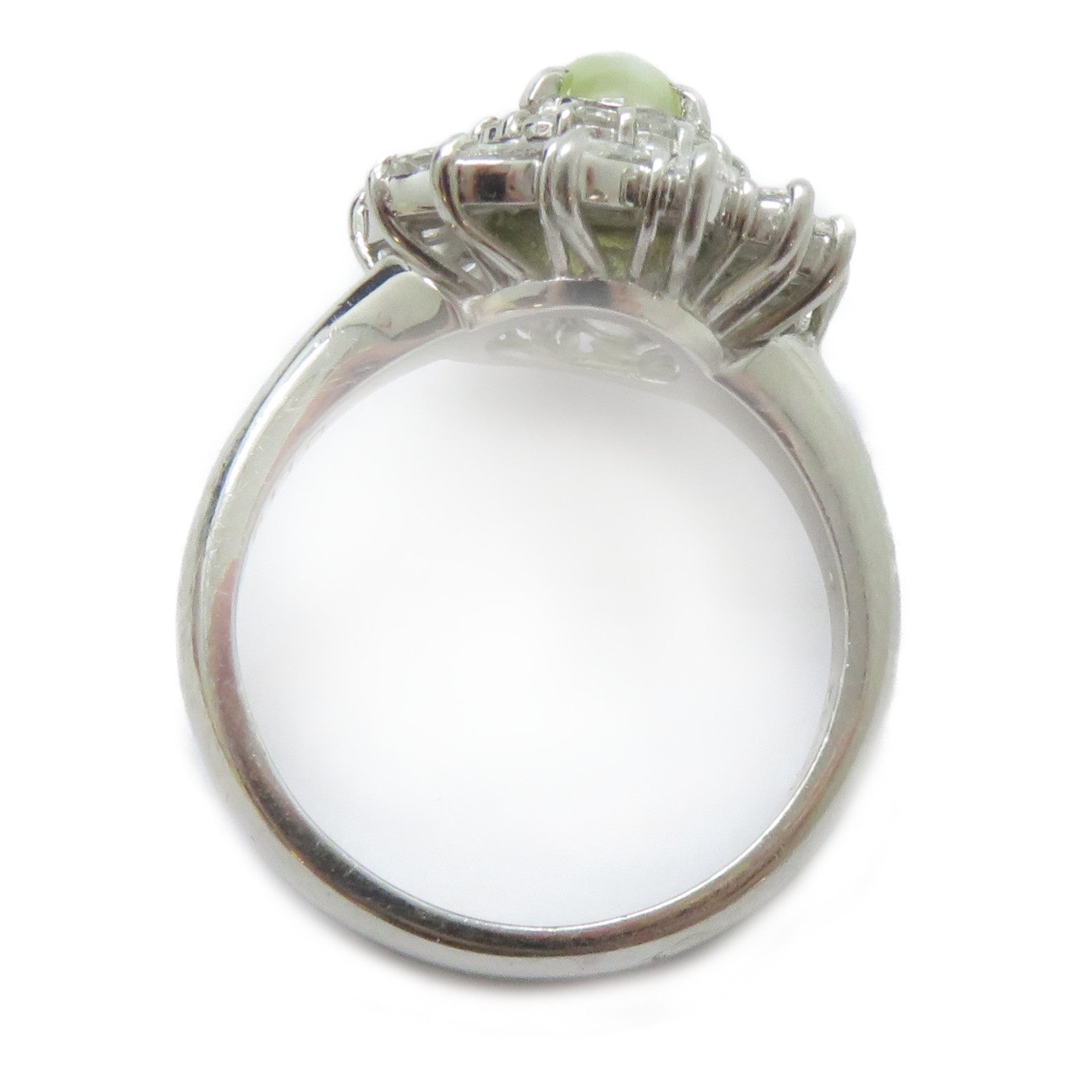 JEWELRY PT900鉑金Cat's Eye Ring 1.27ct貓眼石/1.102ct鑽石戒指US#6