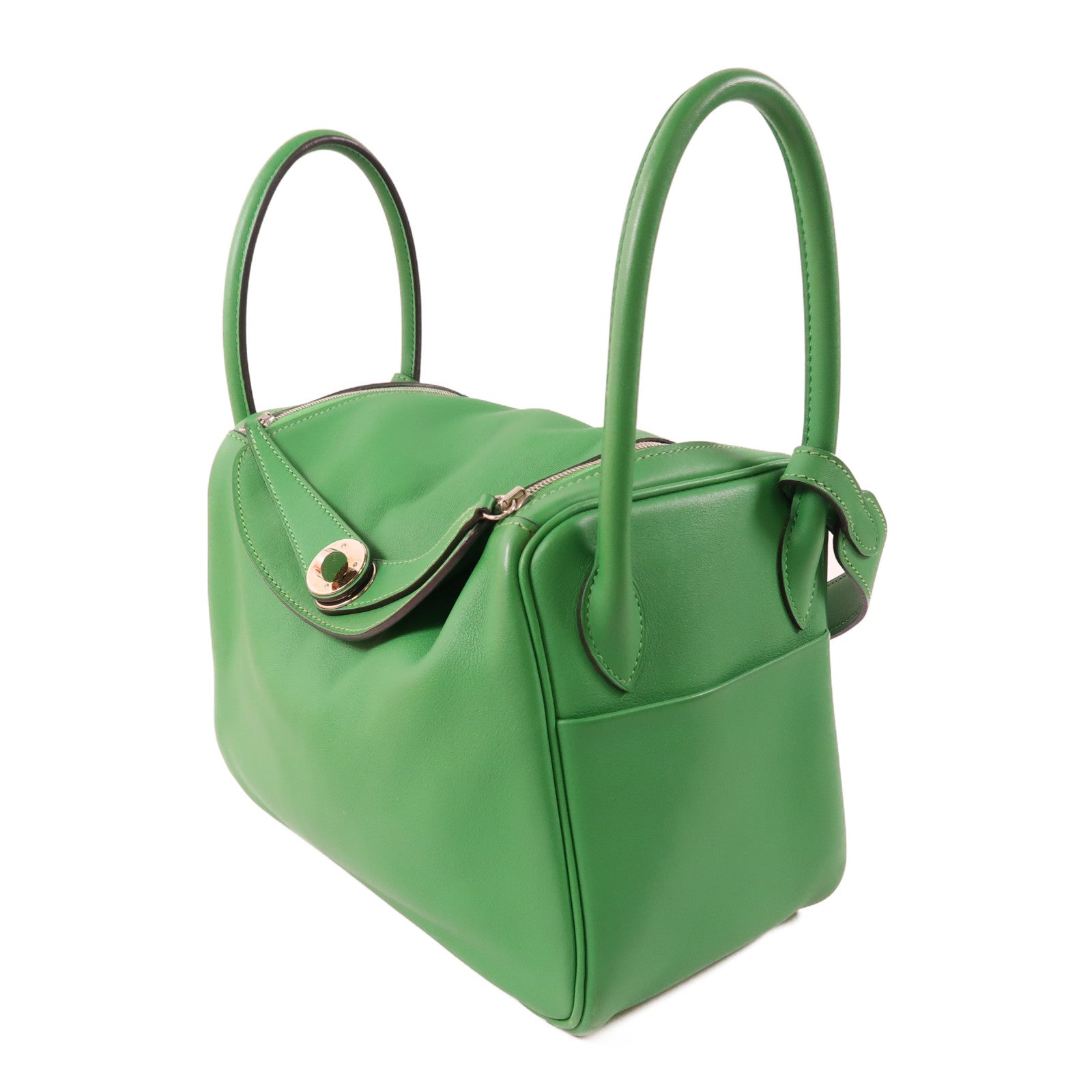 HERMES PHW Lindy 26 2Way Shoulder Hand Bag Veau Swift Leather Stamp R 1K Bamboo