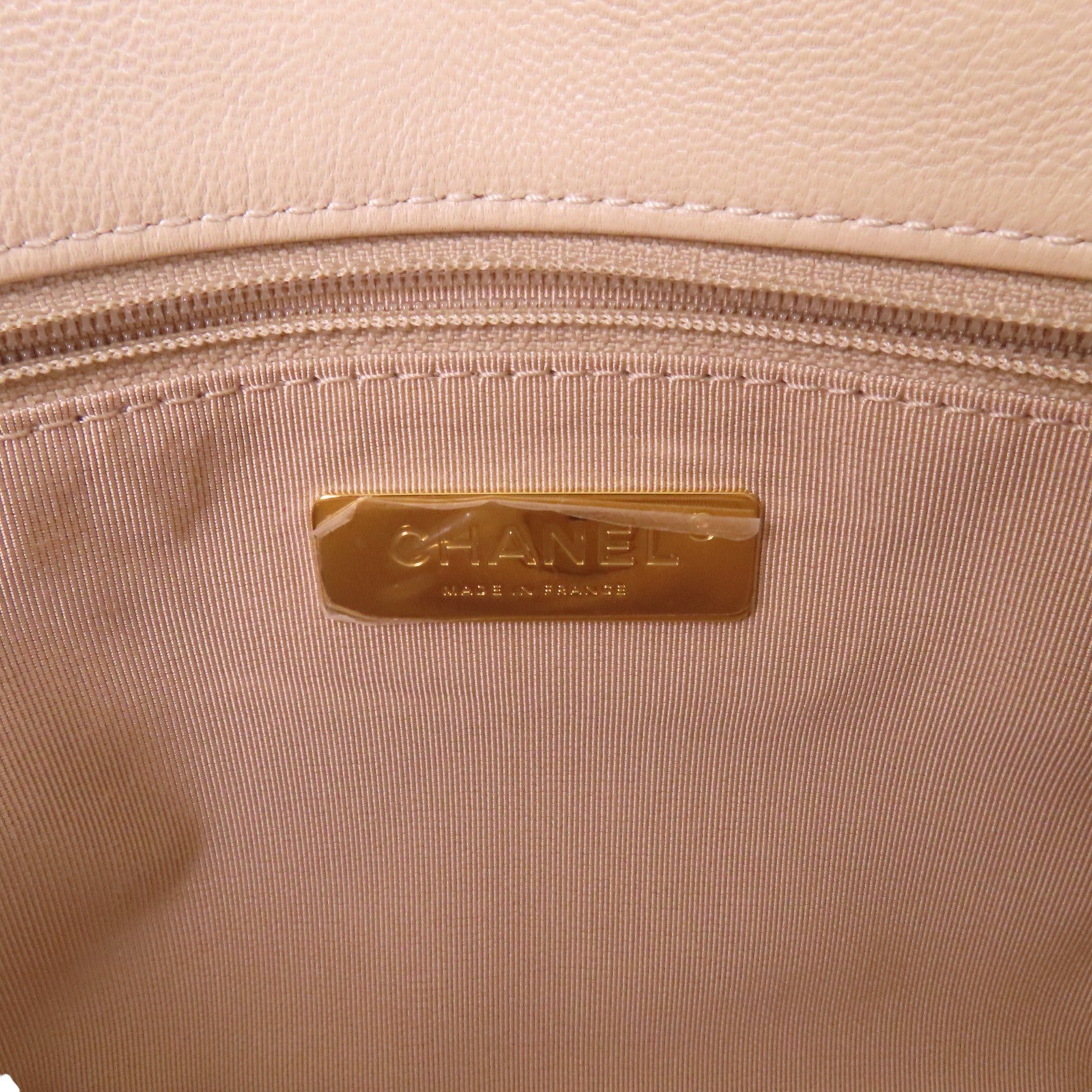 CHANEL 羊皮皮革C19金扣鏈帶手挽肩背兩用袋