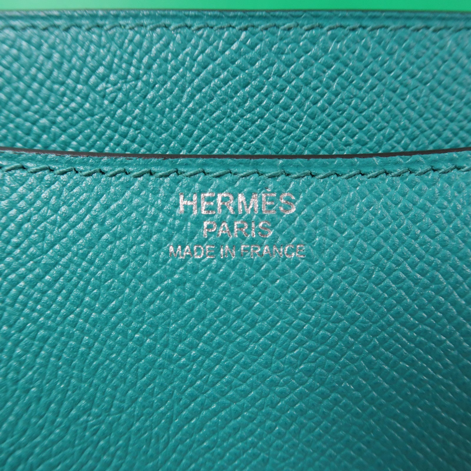 HERMES Epsom皮革Constance 24銀扣肩背袋綠色